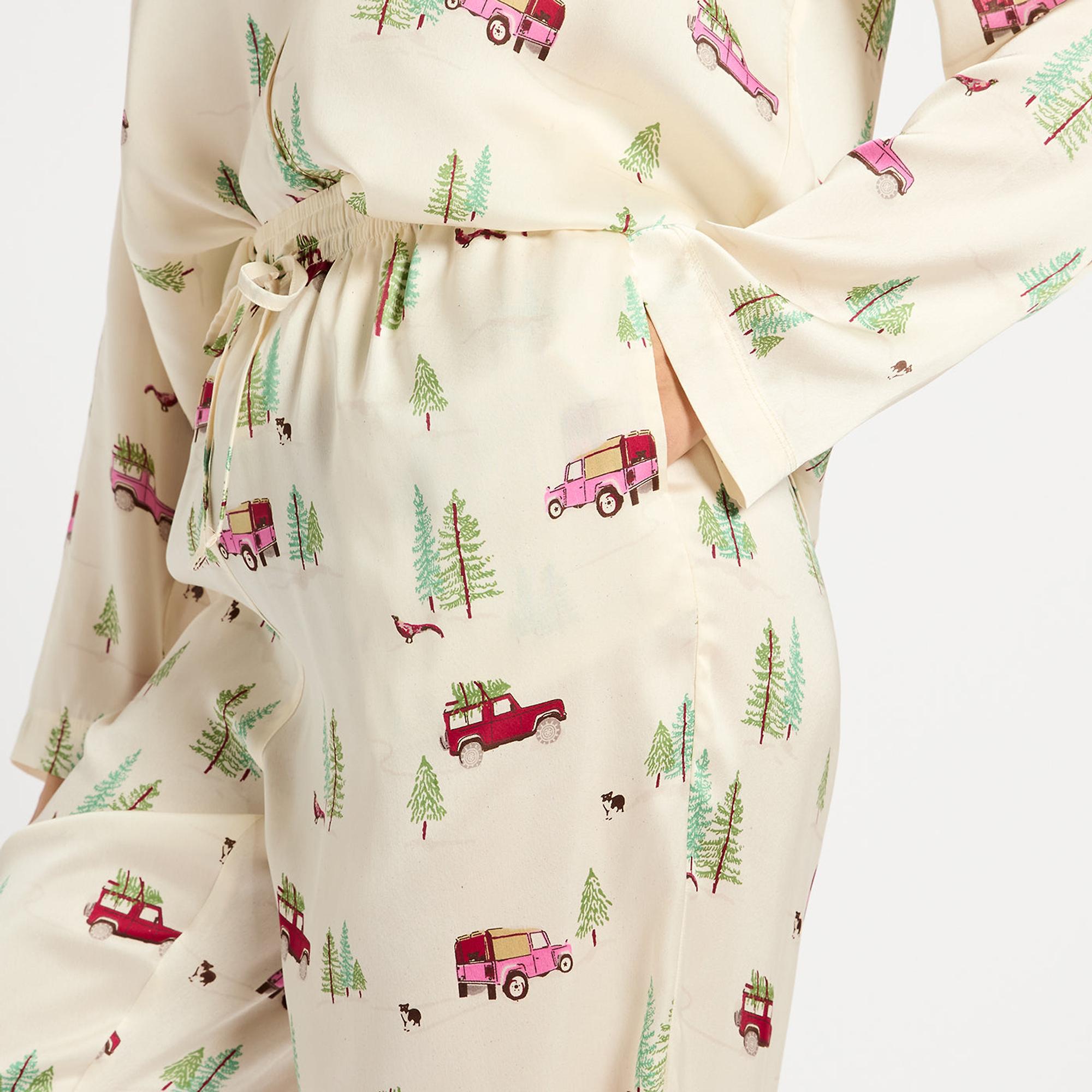 Product image 5 of 7 of Joules Women's Bonnie Satin Pyjama Set - Cream/Land Rover