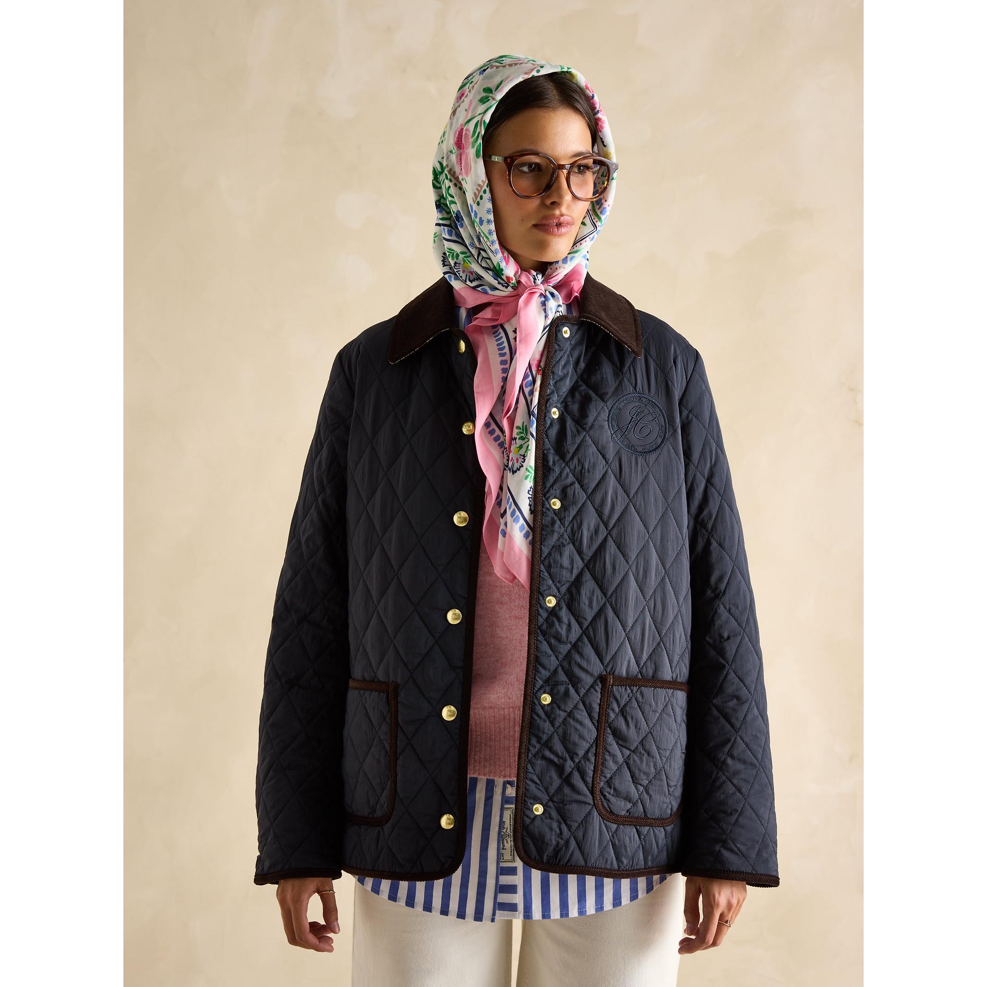 Product image 9 of 10 of Joules Women's Quinn Showerproof Diamond Quilted Coat - Navy