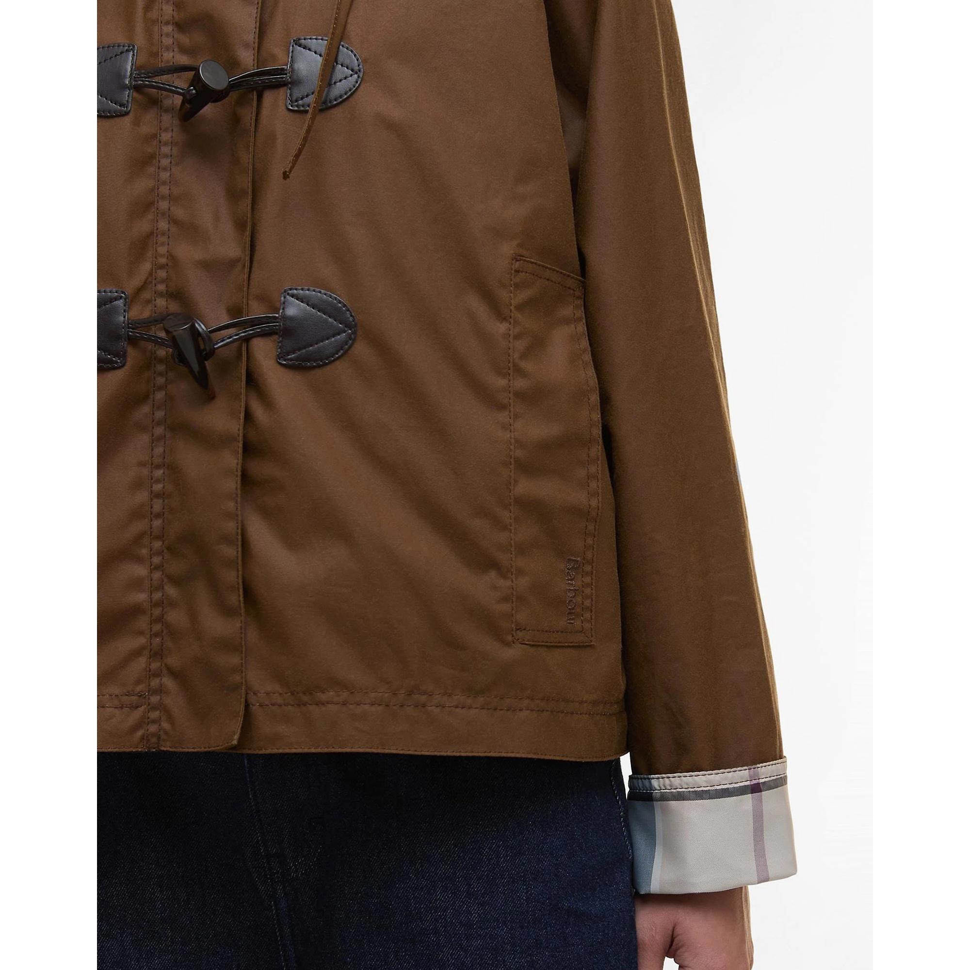 Product image 6 of 6 of Barbour Women's Myra Waxed Duffle Coat - Bark/Hessian Tartan