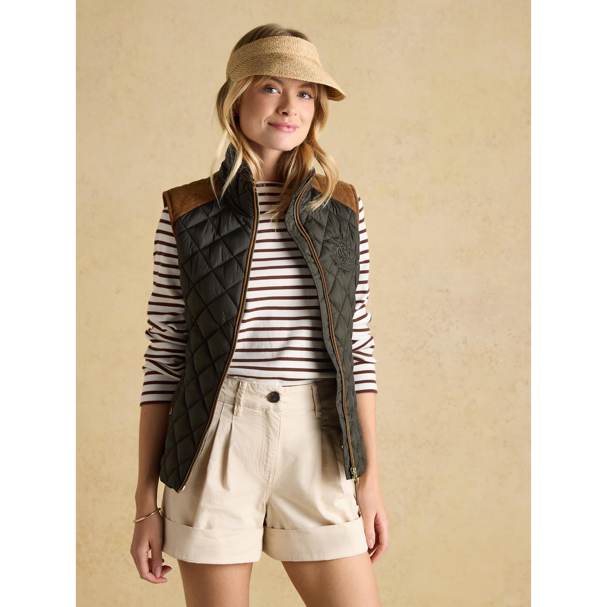 Product image 5 of 12 of Joules Women's Braemar Luxe Showerproof Diamond Quilted Gilet - Green