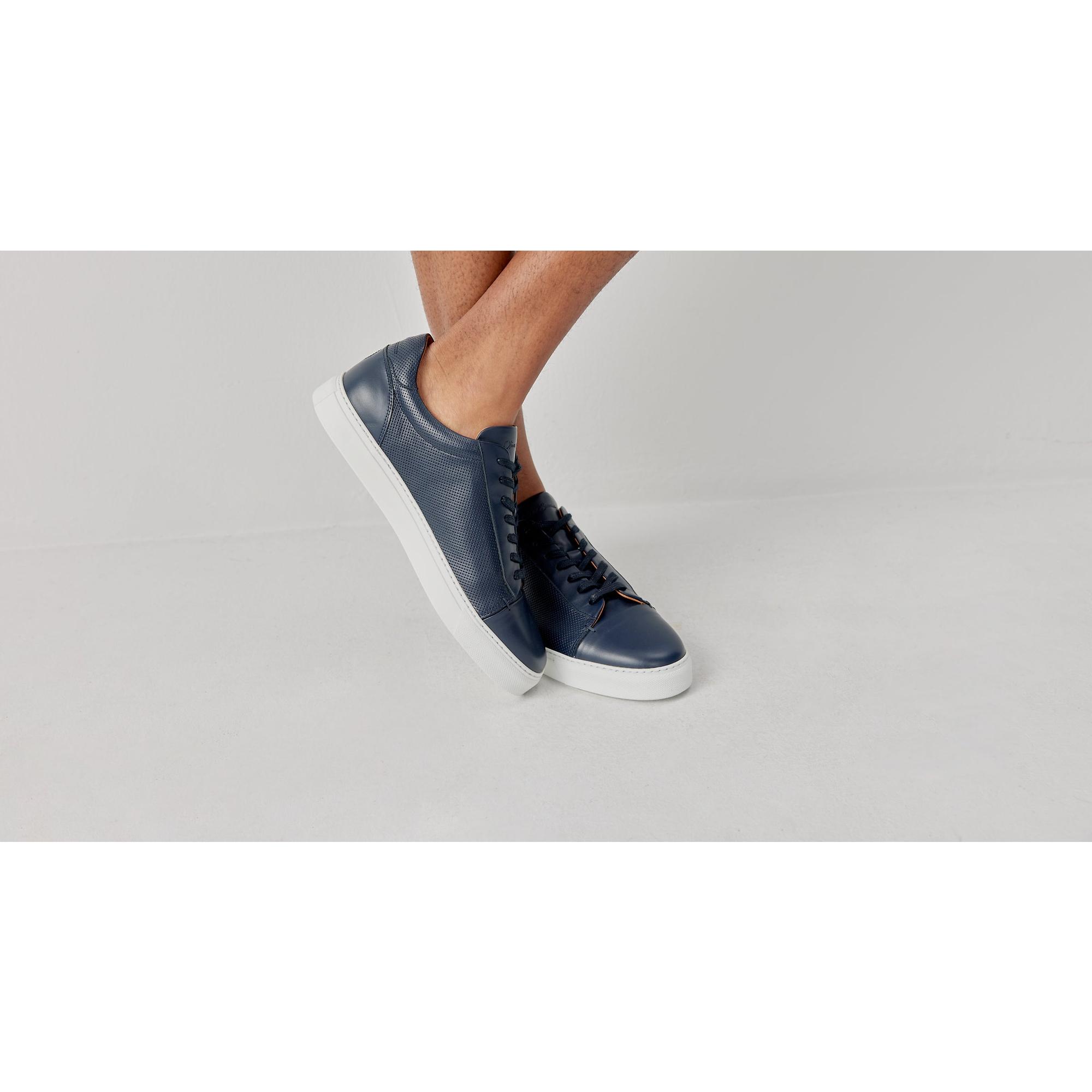 Product image 2 of 6 of Oliver Sweeney Men's Almada Perforated Calf Leather Cupsole Trainers - Navy