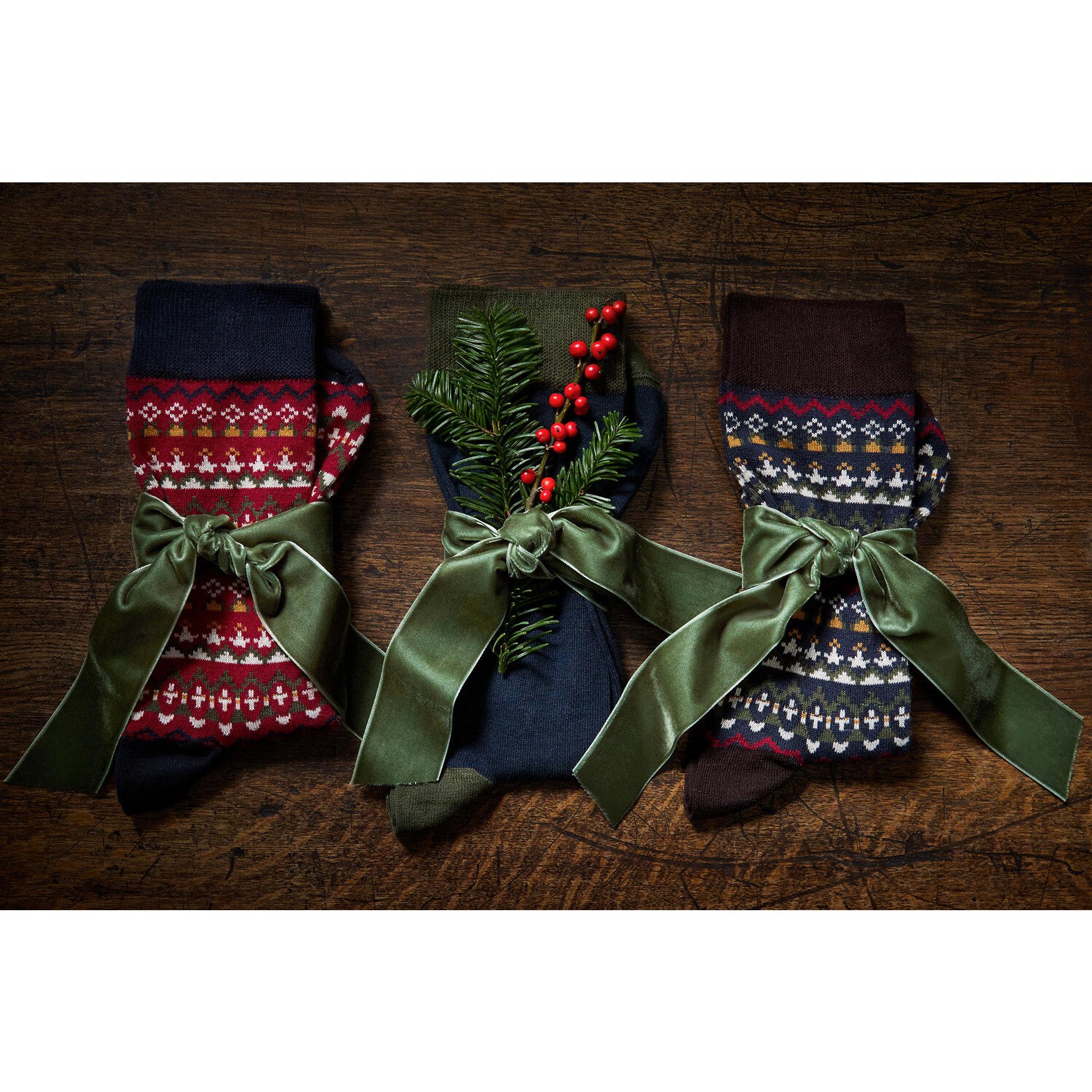 Product image 2 of 4 of Barbour Men's Marlow Fair Isle 3 Pack Sock Gift Box - Olive