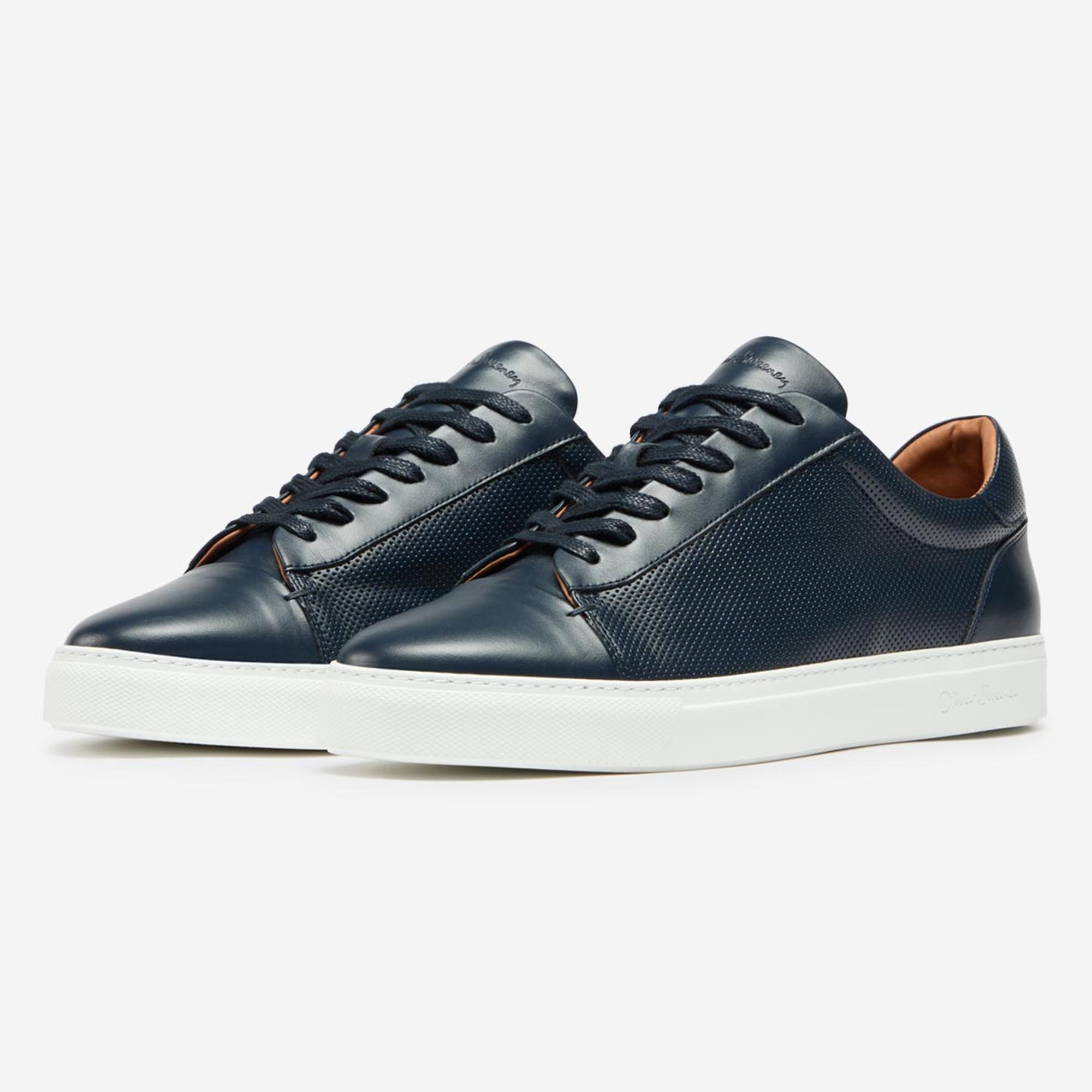 Product image 3 of 6 of Oliver Sweeney Men's Almada Perforated Calf Leather Cupsole Trainers - Navy