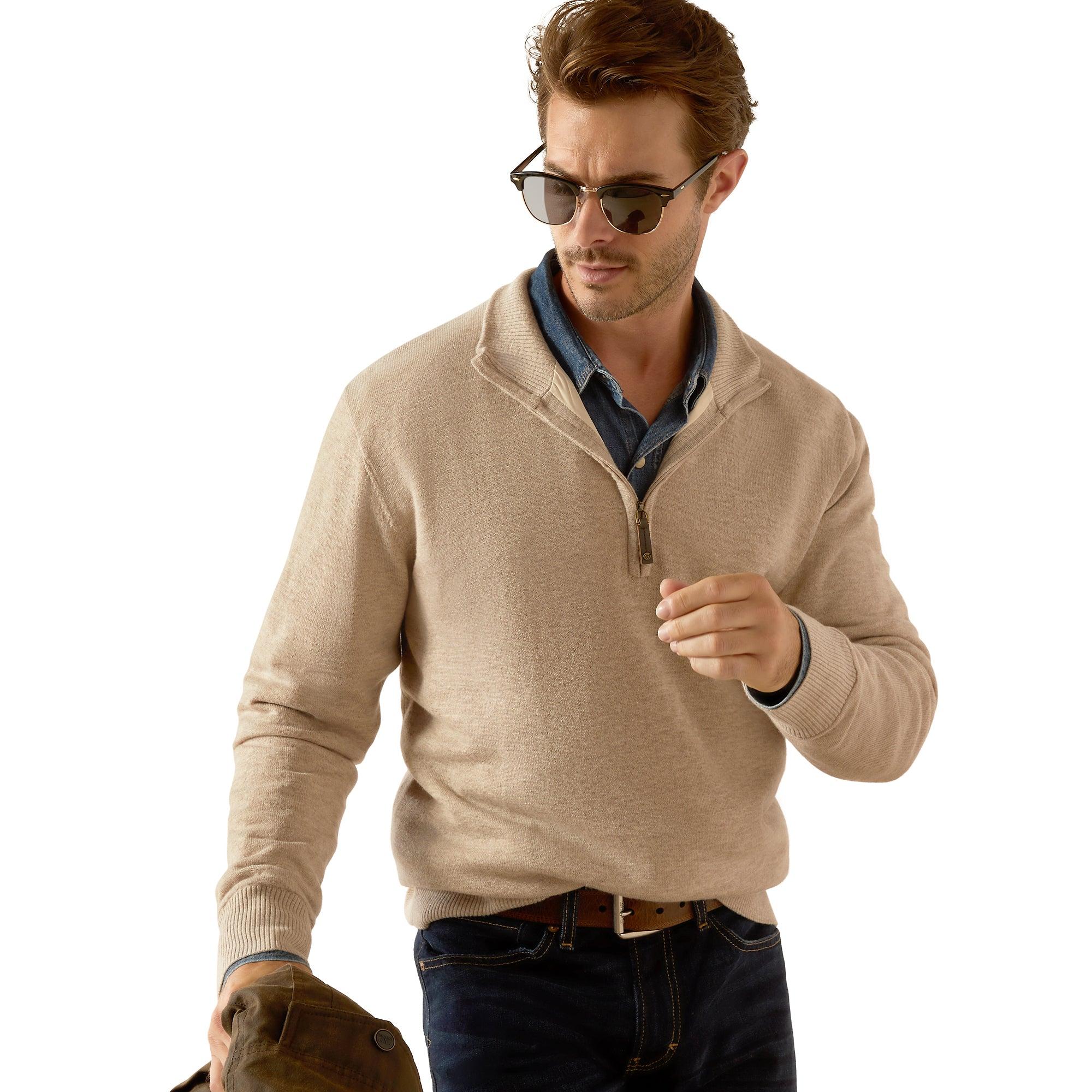 Product image 1 of 5 of Ariat Men's Bolinas 100% Wool Windproof Sweater - Oatmeal