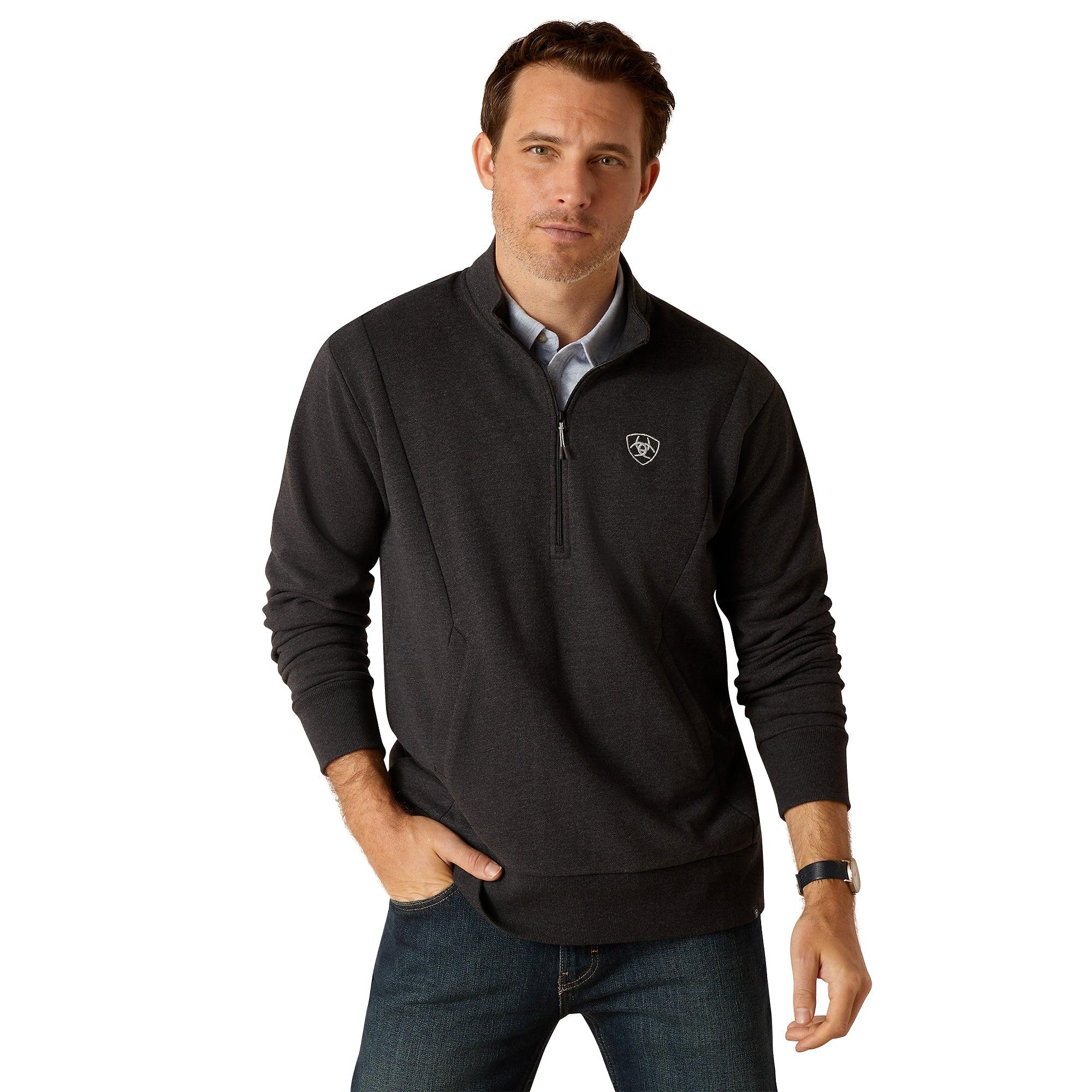 Product image 1 of 4 of Ariat Men's Friday Cotton 1/2 Zip Sweatshirt - Heather Charcoal
