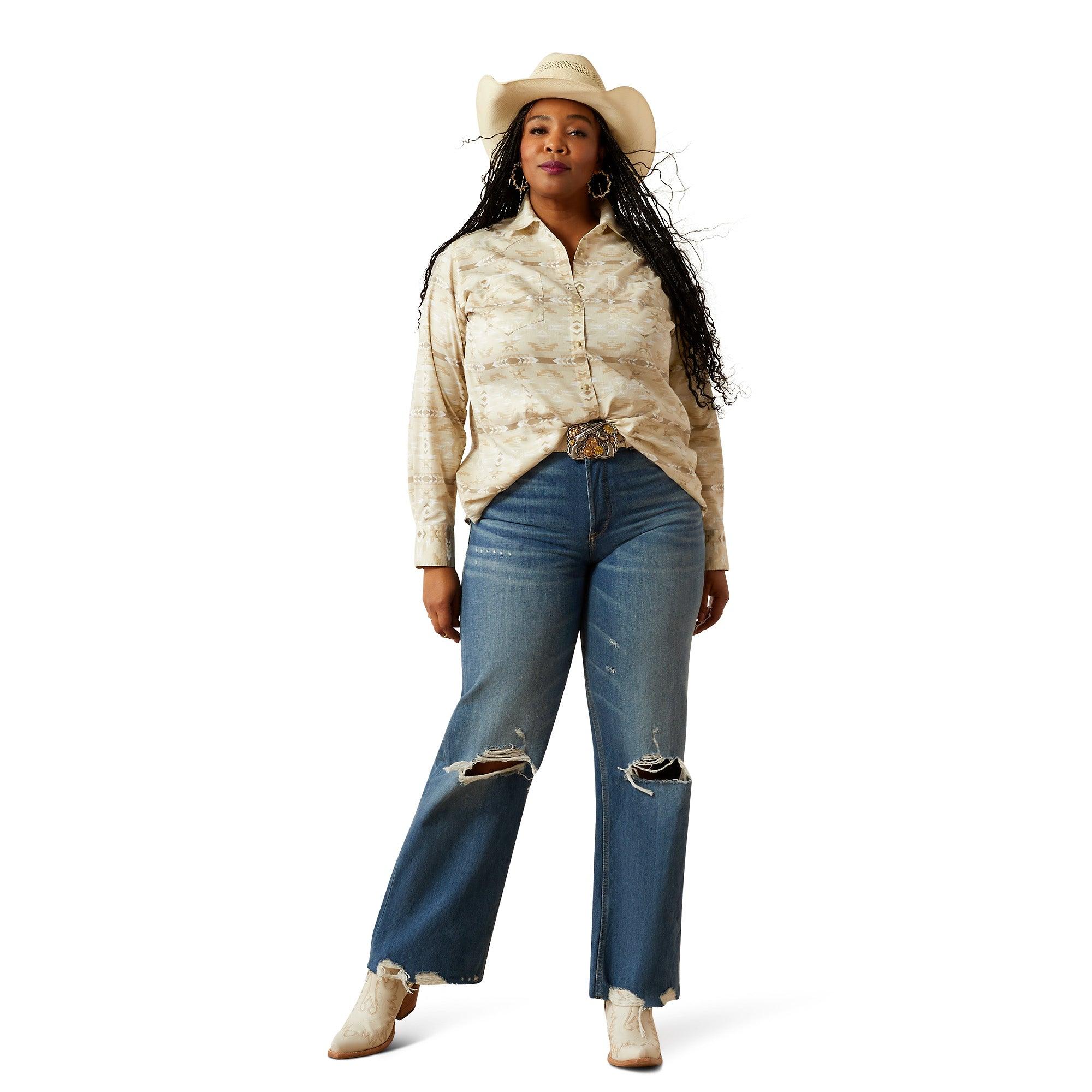 Product image 6 of 7 of Ariat Women's Billie Jean Western Shirt - Sandstone Sw Print