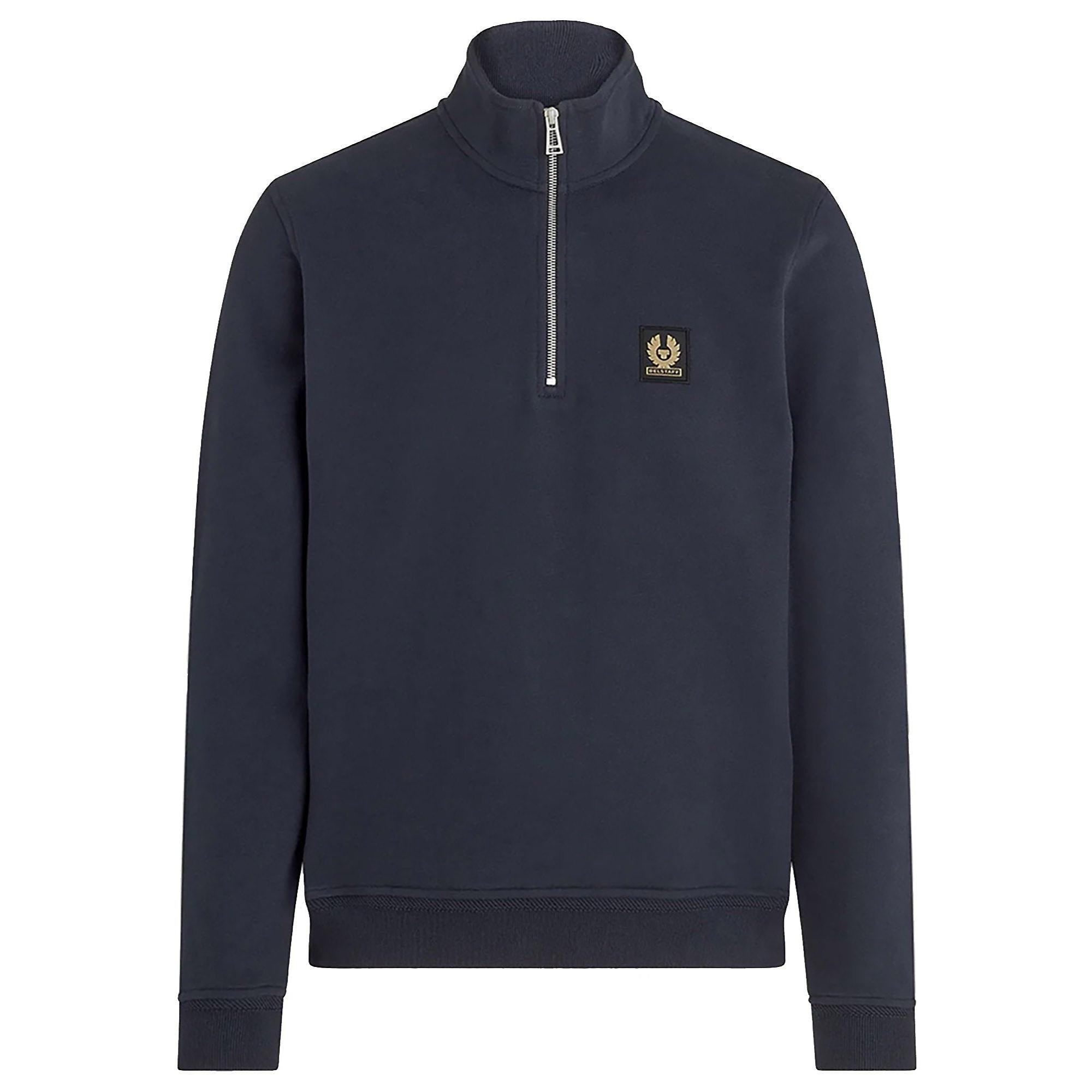 Product image 1 of 3 of Belstaff Men's Cotton Fleece Quarter Zip Sweatshirt - Dark Ink