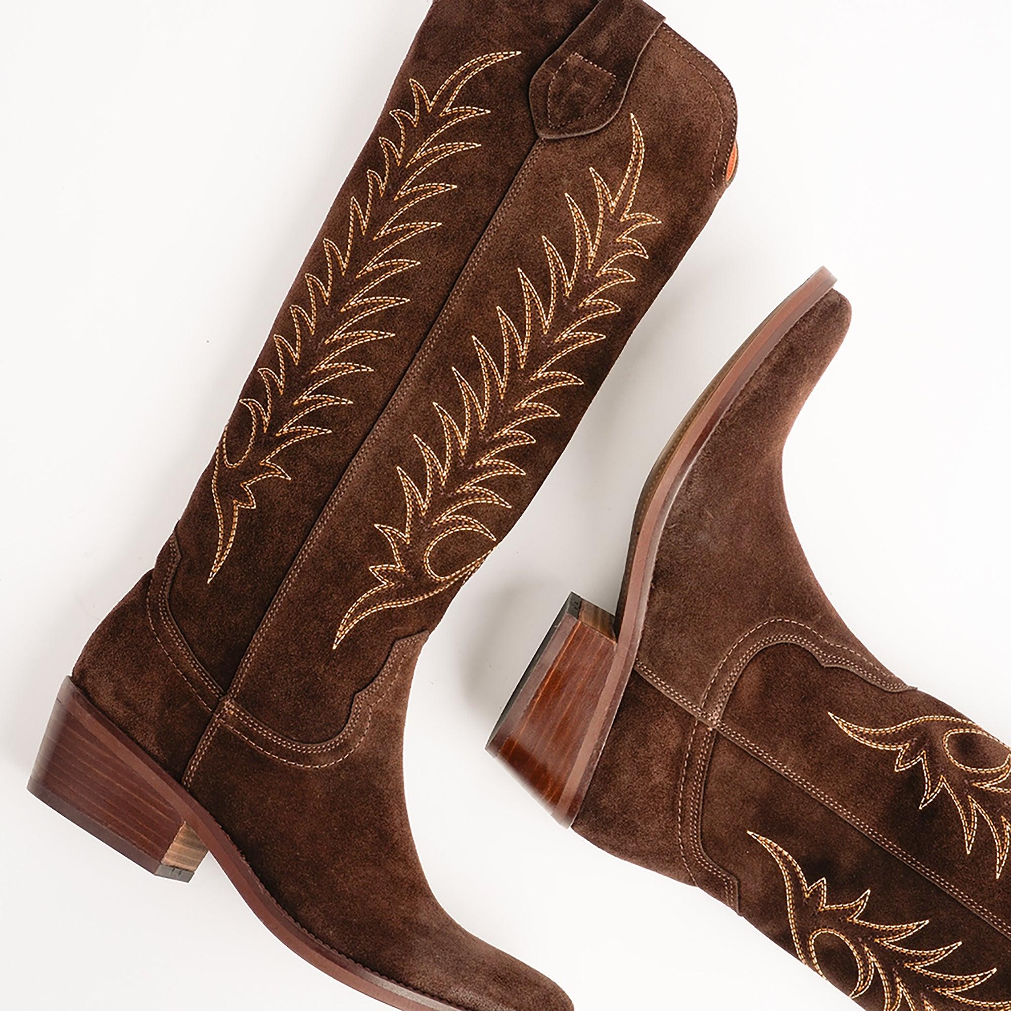 Product image 5 of 5 of Penelope Chilvers Women's Blanca Suede Embroidered Boots - Bitter Chocolate