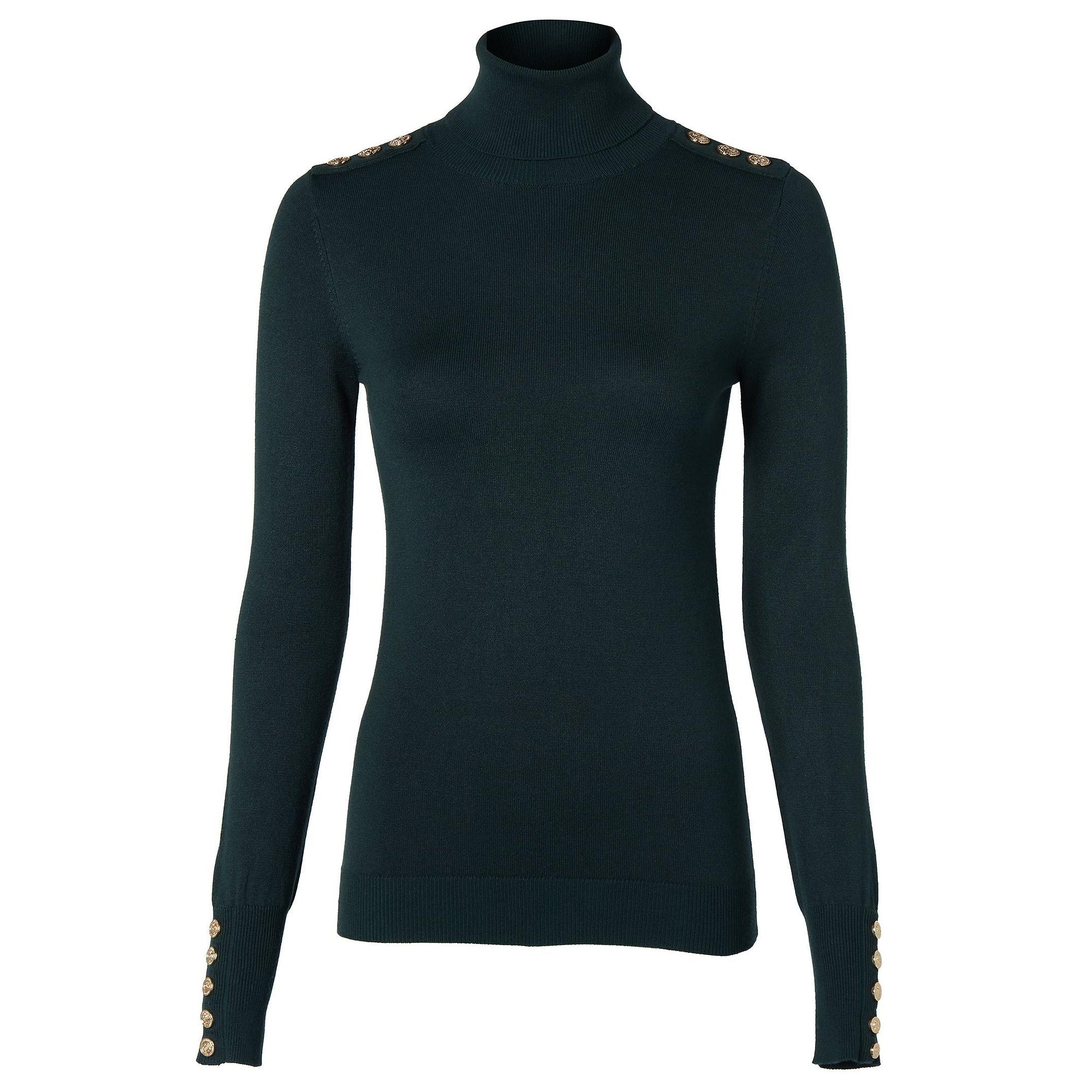 Product image 1 of 6 of Holland Cooper Women's Buttoned Knit Roll Neck - Deep Emerald