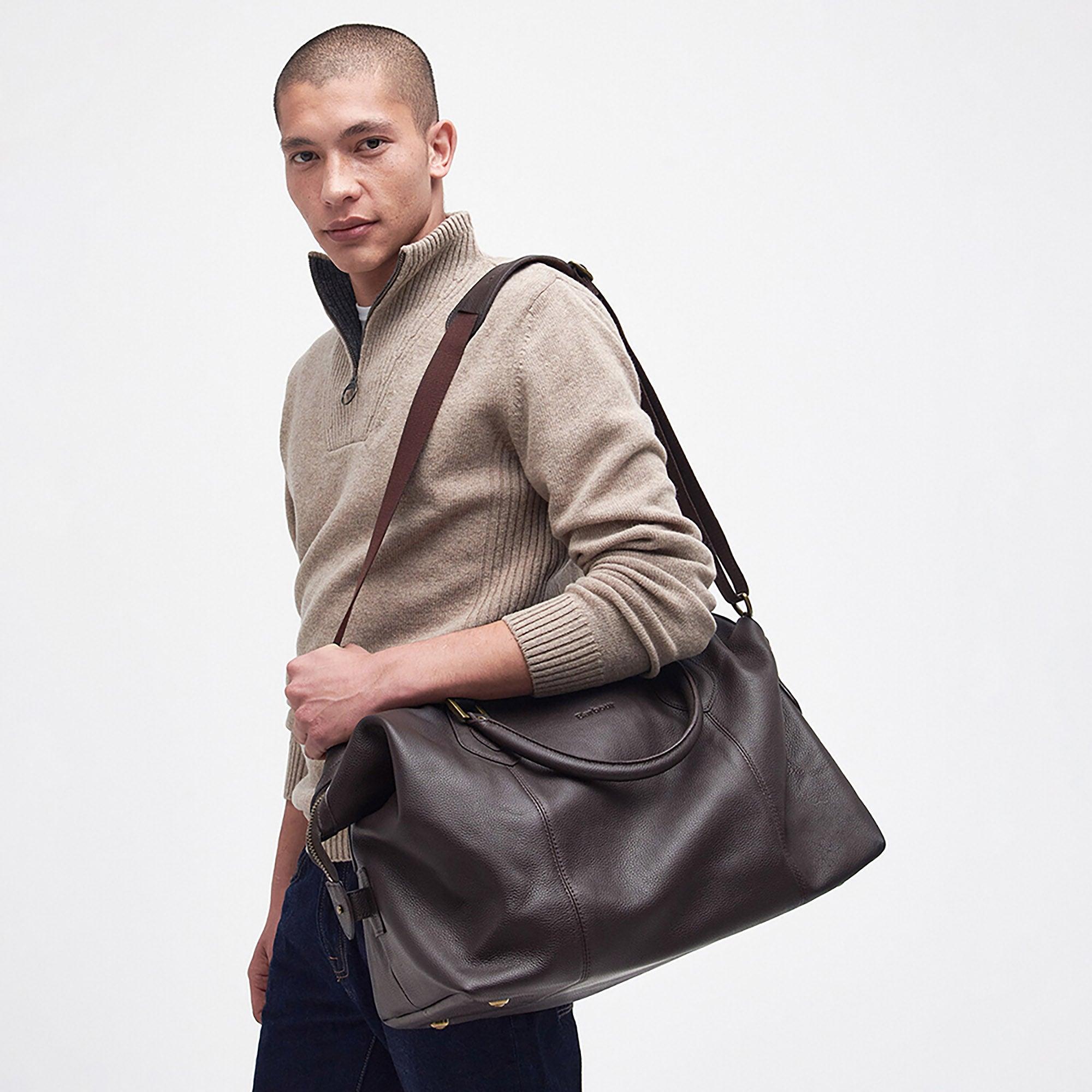 Product image 2 of 7 of Barbour Leather Medium Travel Explorer Bag - Chocolate