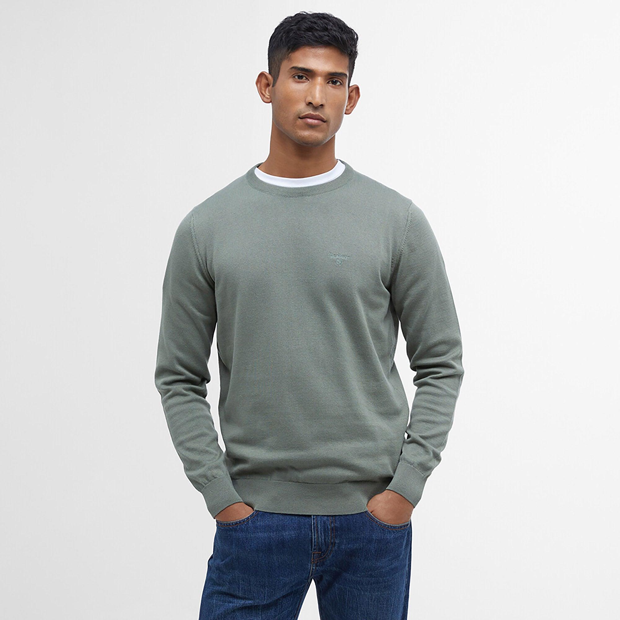 Product image 2 of 6 of Barbour Men's Pima Crew Neck Jumper - Agave Green