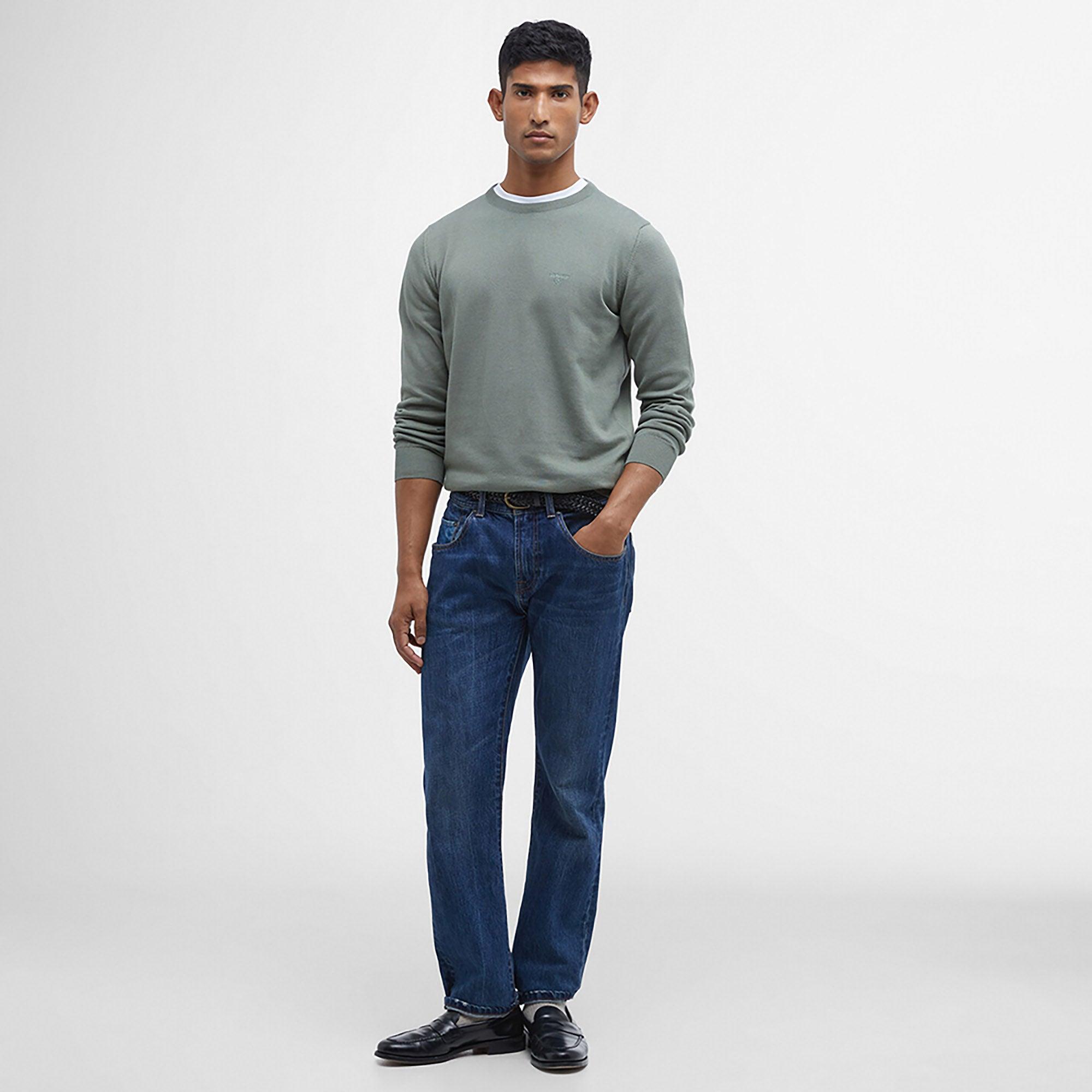 Product image 3 of 6 of Barbour Men's Pima Crew Neck Jumper - Agave Green