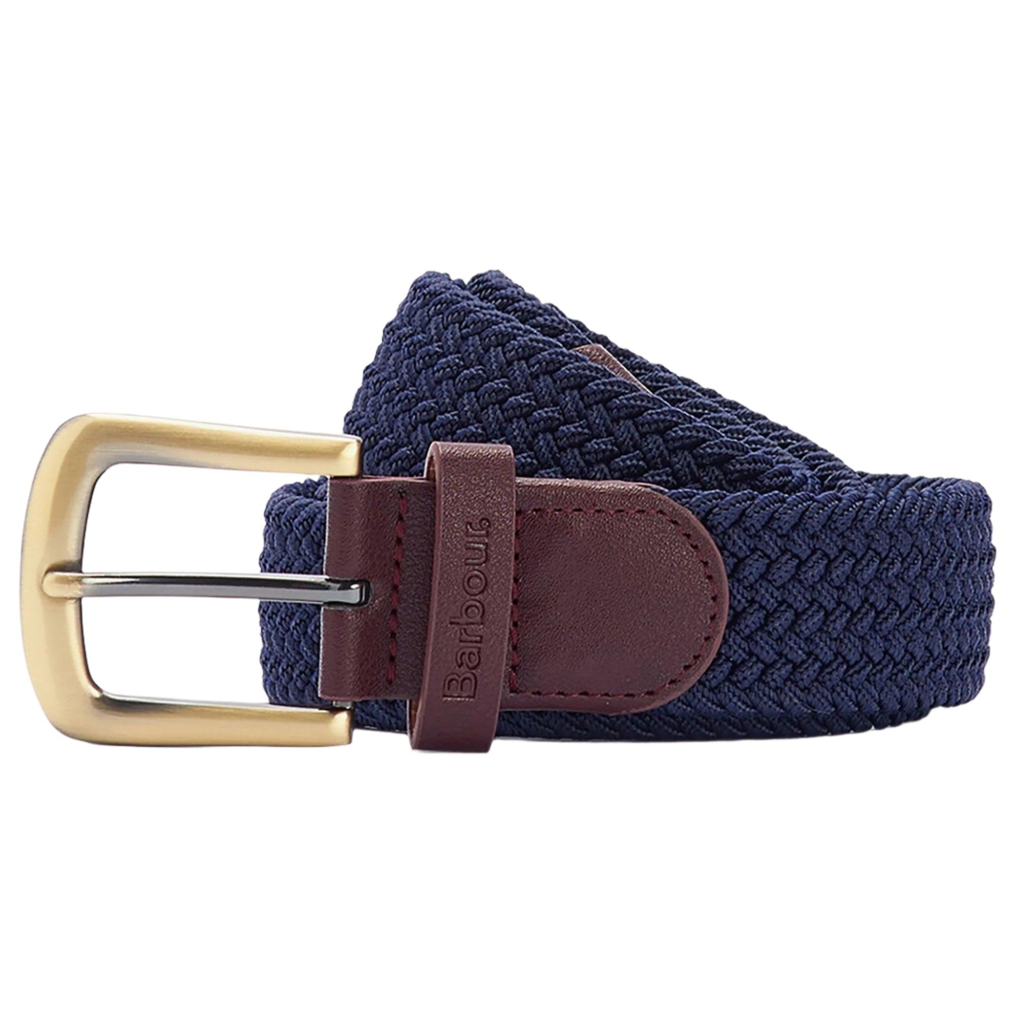 Product image 1 of 2 of Barbour Men's Stretch Webbing Leather Belt - Navy