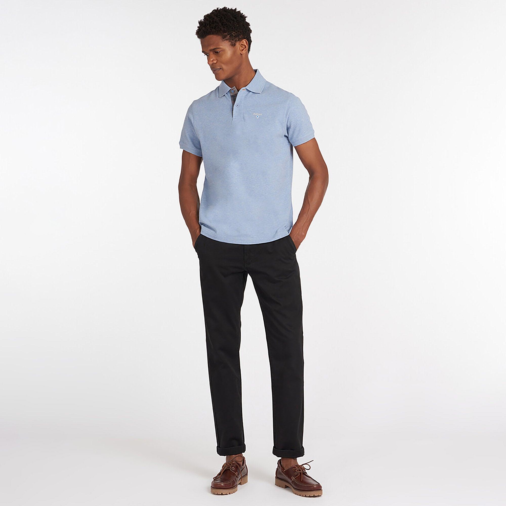 Product image 3 of 6 of Barbour Men's Tartan Pique Polo Shirt - Sky Marl