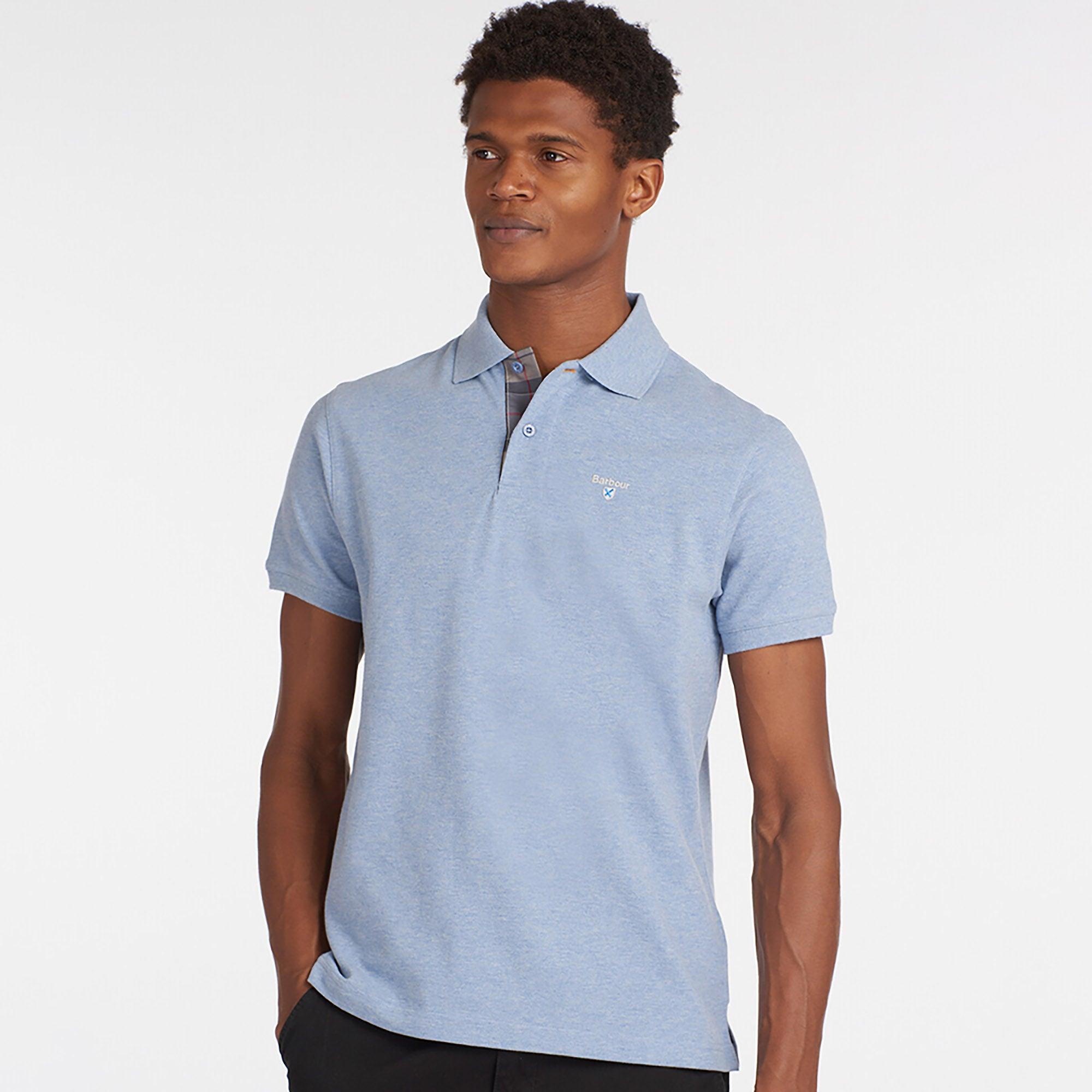 Product image 5 of 6 of Barbour Men's Tartan Pique Polo Shirt - Sky Marl