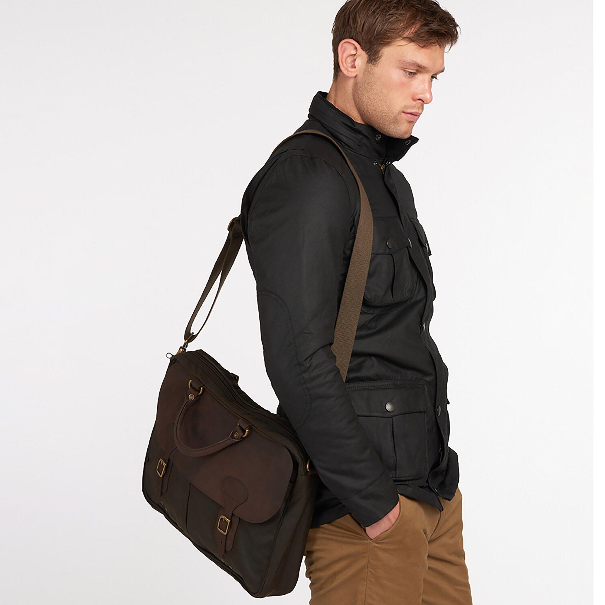 Product image 2 of 7 of Barbour Wax Leather Briefcase - Olive