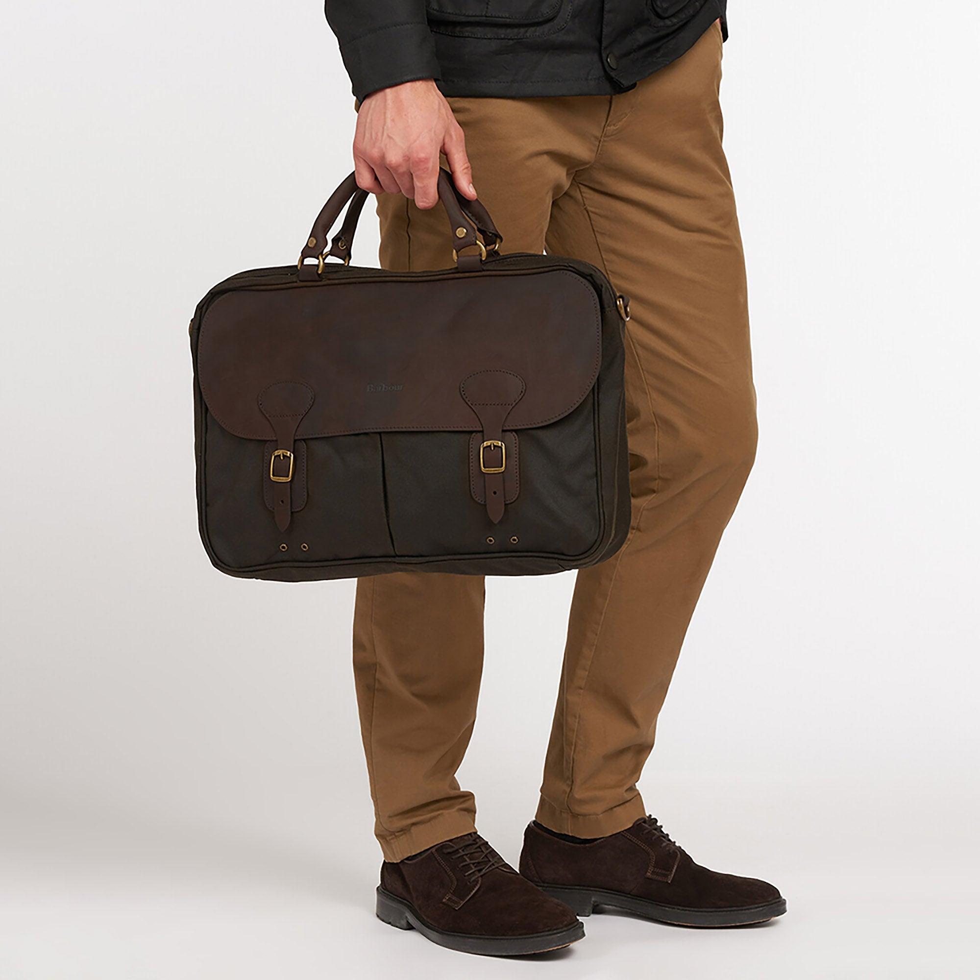 Product image 3 of 7 of Barbour Wax Leather Briefcase - Olive