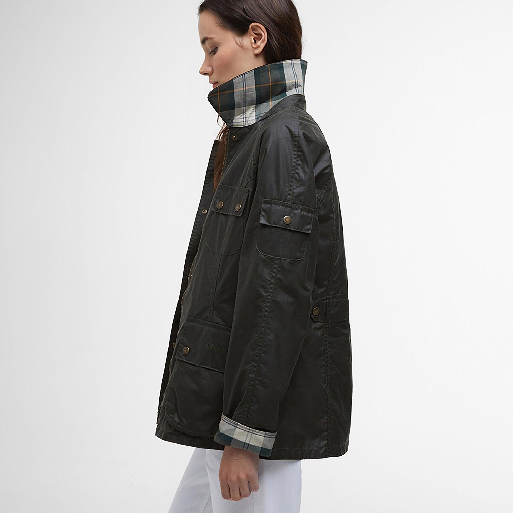 Product image 6 of 9 of Barbour Women's Arlo Utility Wax Jacket - Archive Olive/Ancient Tartan