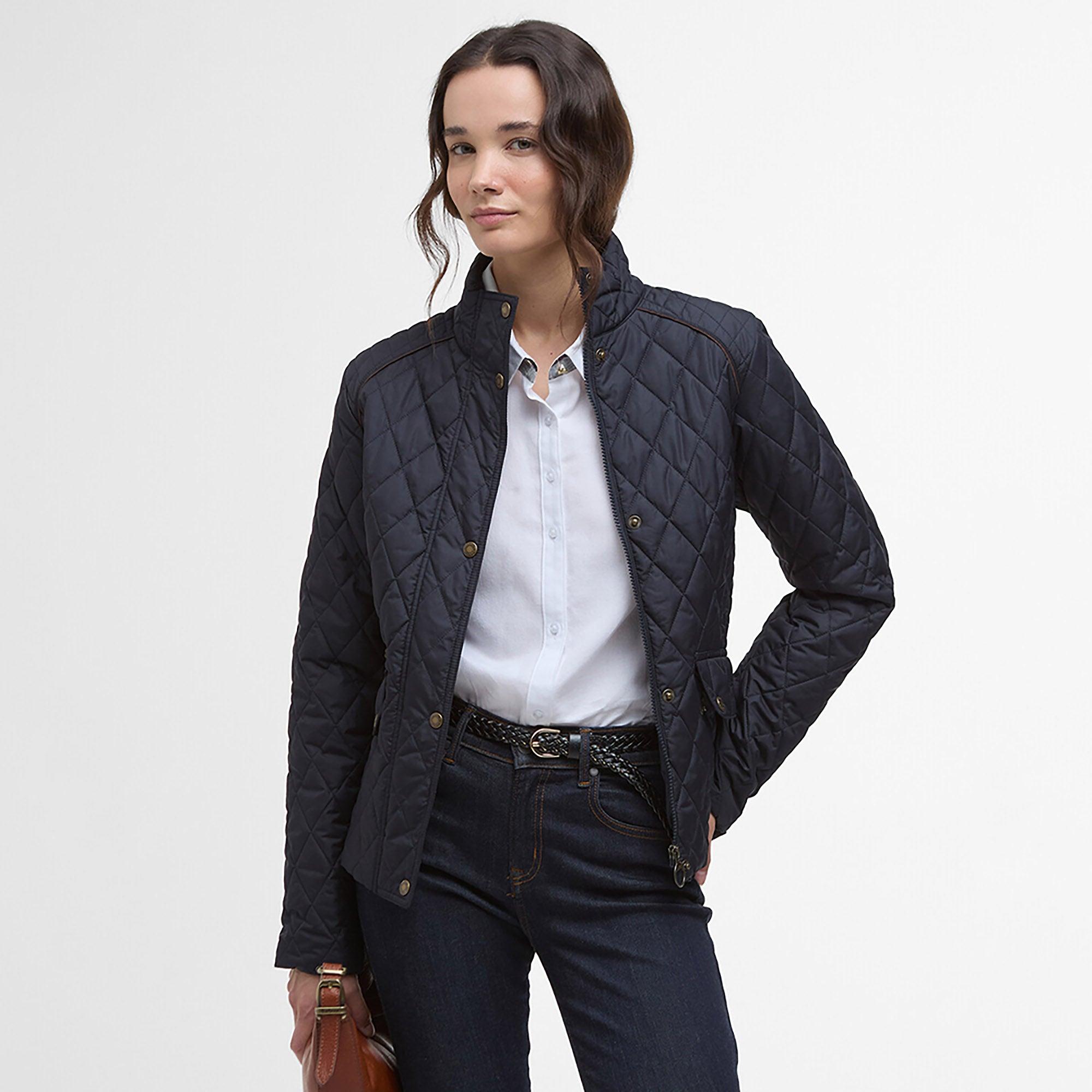 Product image 2 of 9 of Barbour Women's Crawford Cavalry Quilted Jacket - Dark Navy/Ancient Tartan