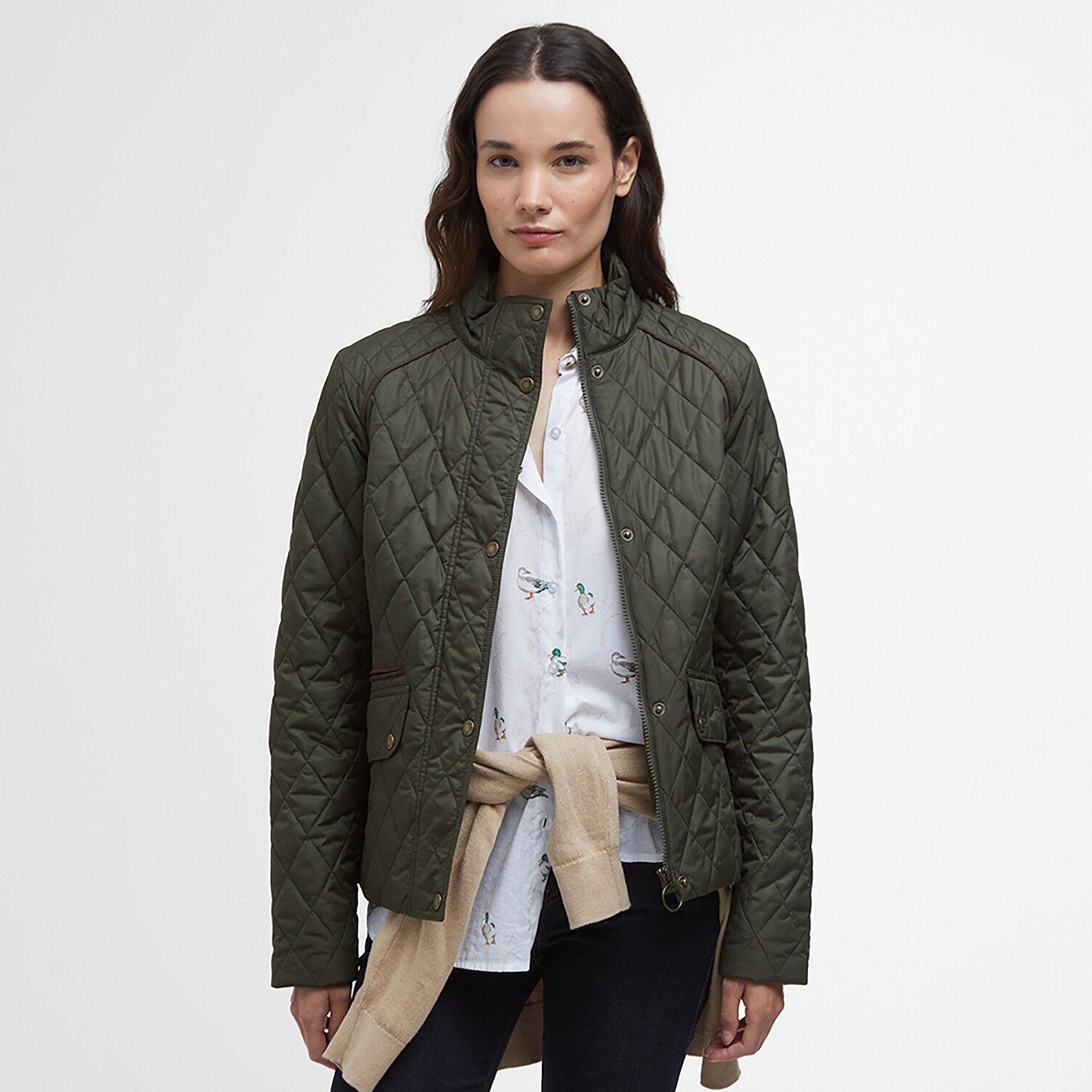 Product image 2 of 9 of Barbour Women's Crawford Cavalry Quilted Jacket - Olive/Ancient Tartan