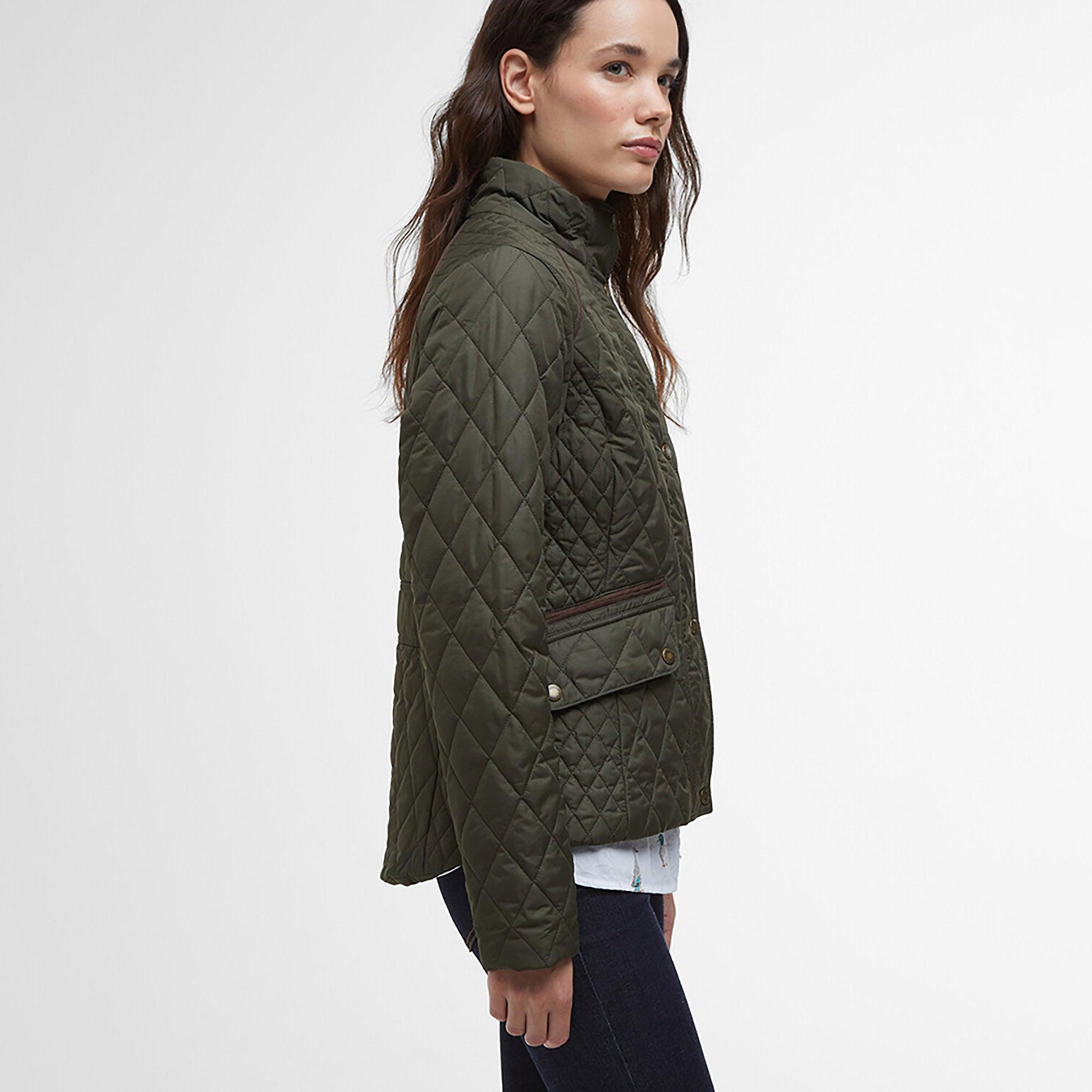 Product image 6 of 9 of Barbour Women's Crawford Cavalry Quilted Jacket - Olive/Ancient Tartan