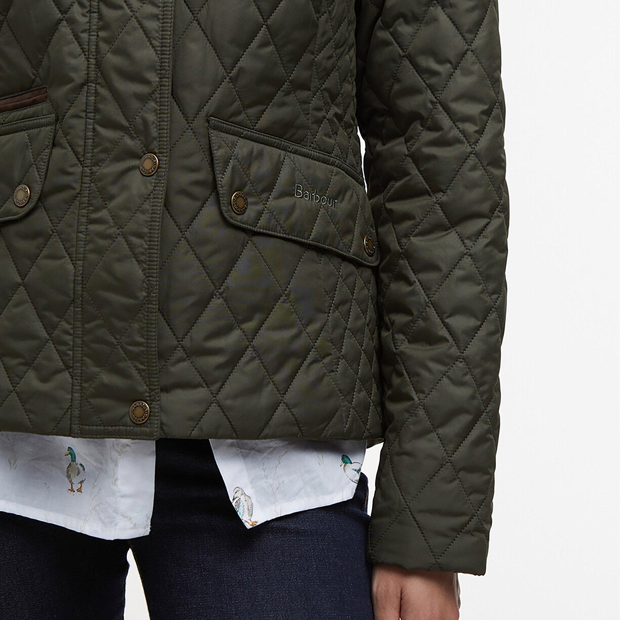 Product image 7 of 9 of Barbour Women's Crawford Cavalry Quilted Jacket - Olive/Ancient Tartan