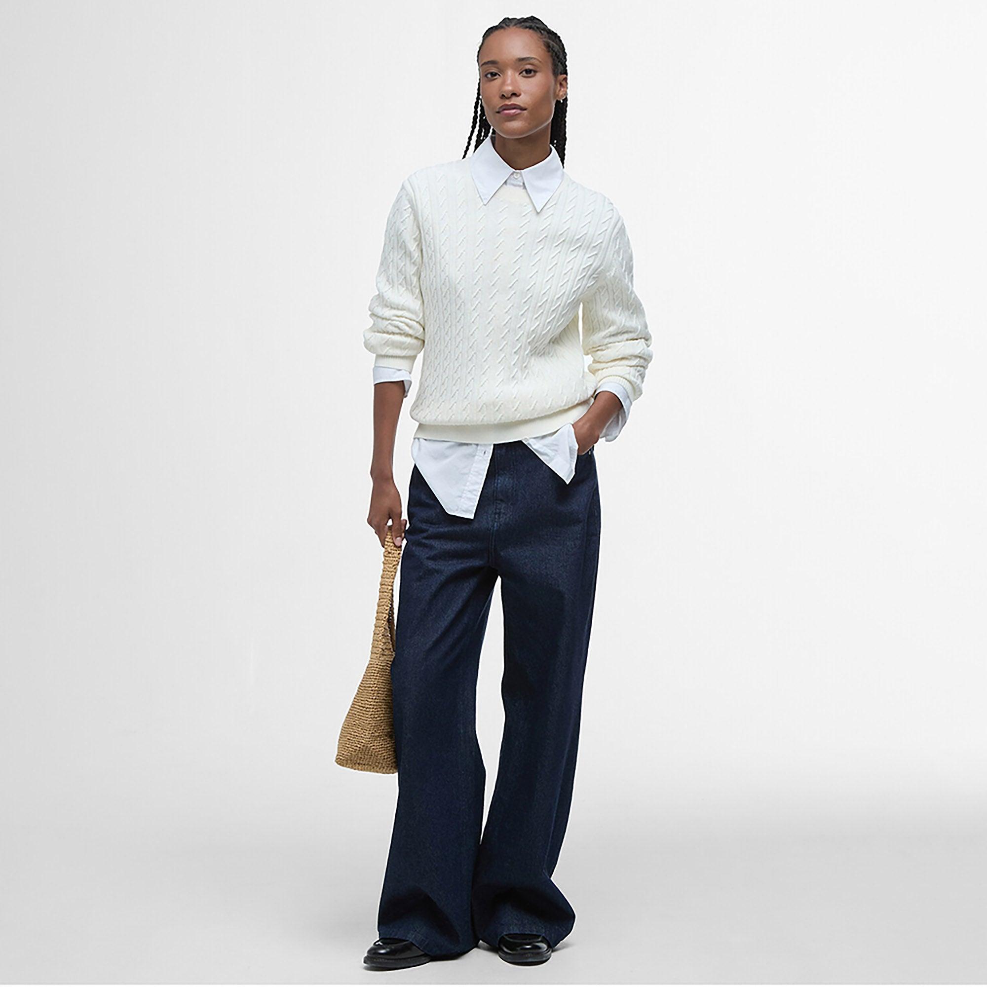 Product image 3 of 7 of Barbour Women's Hartland Crew Knitted Jumper - Cloud