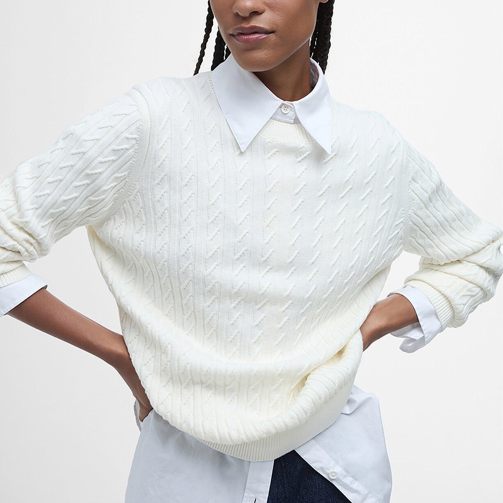 Product image 5 of 7 of Barbour Women's Hartland Crew Knitted Jumper - Cloud