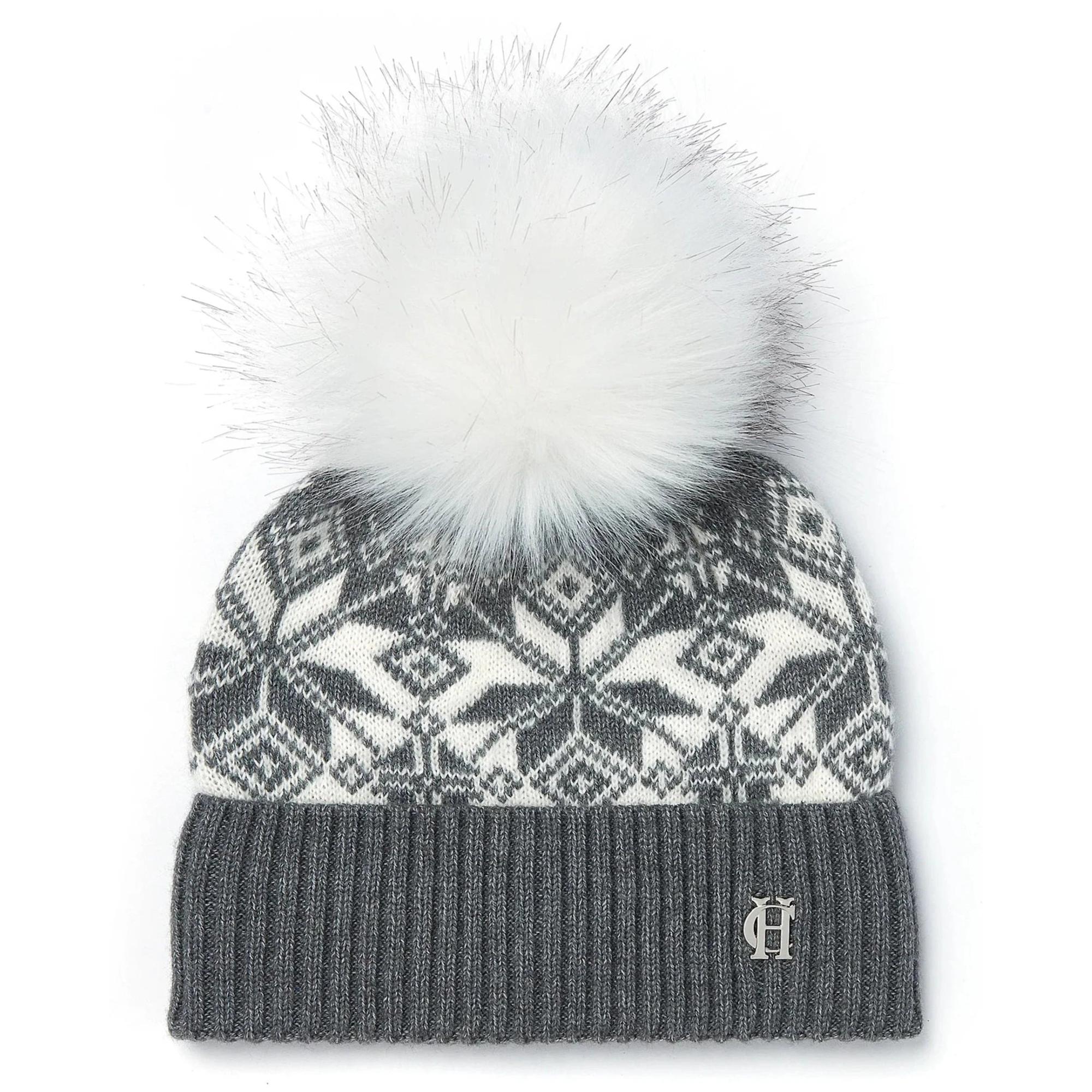 Product image 1 of 4 of Holland Cooper Beatrice Beanie Bobble Hat - Grey Marl Cream