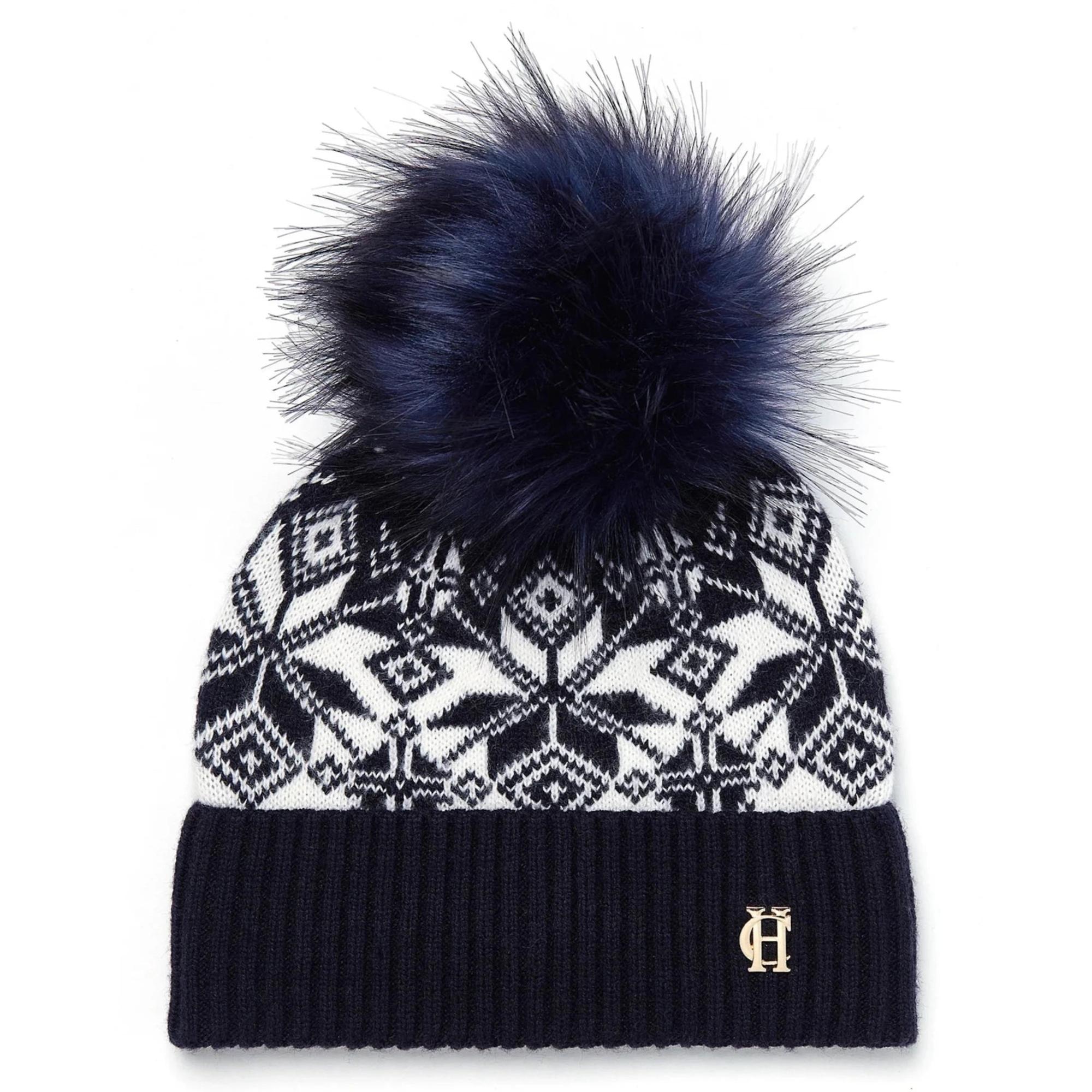 Product image 1 of 4 of Holland Cooper Beatrice Beanie Bobble Hat - Ink Navy Cream