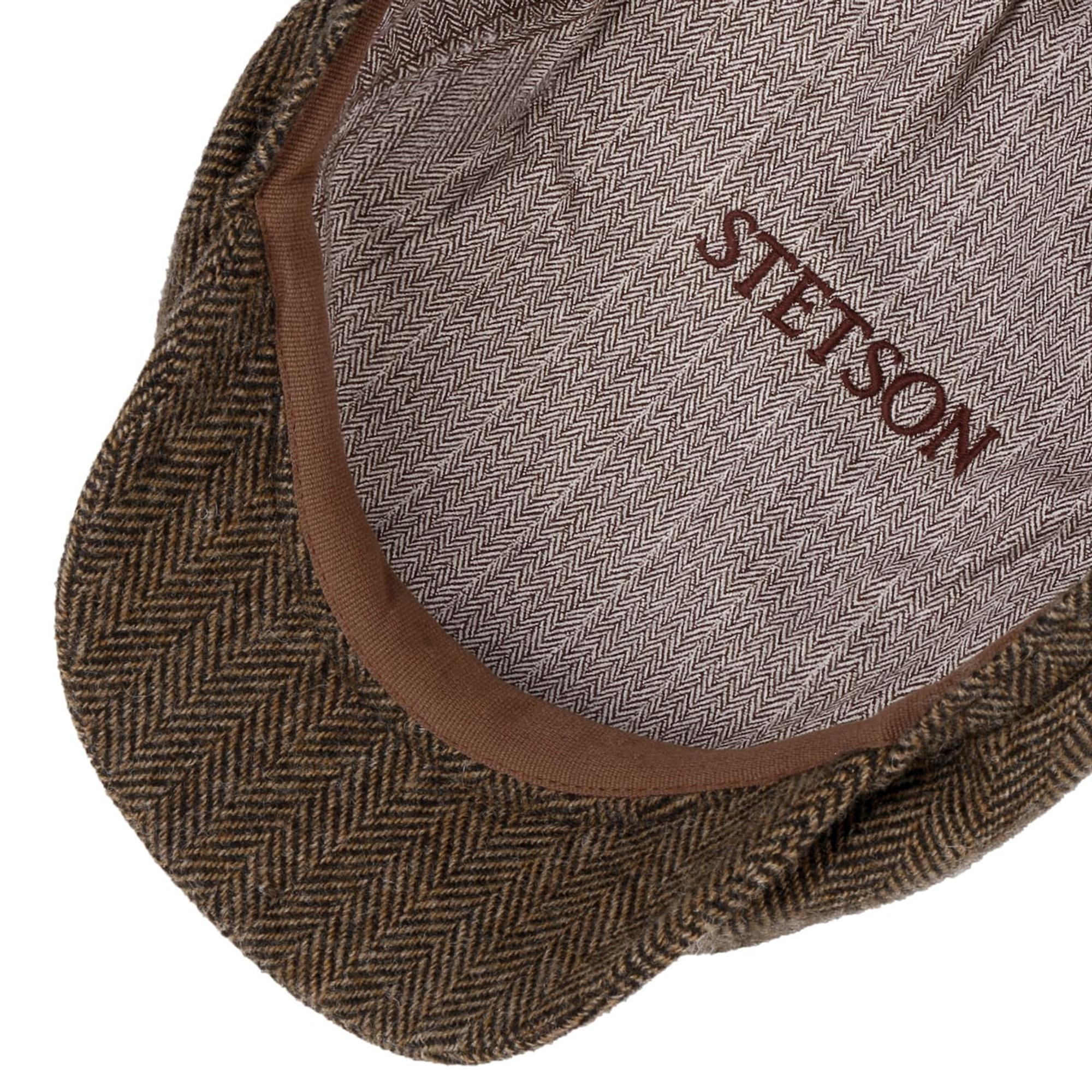 Product image 3 of 4 of Stetson Belfast Driver Classic Wool Herringbone Flat Cap - Brown Melange