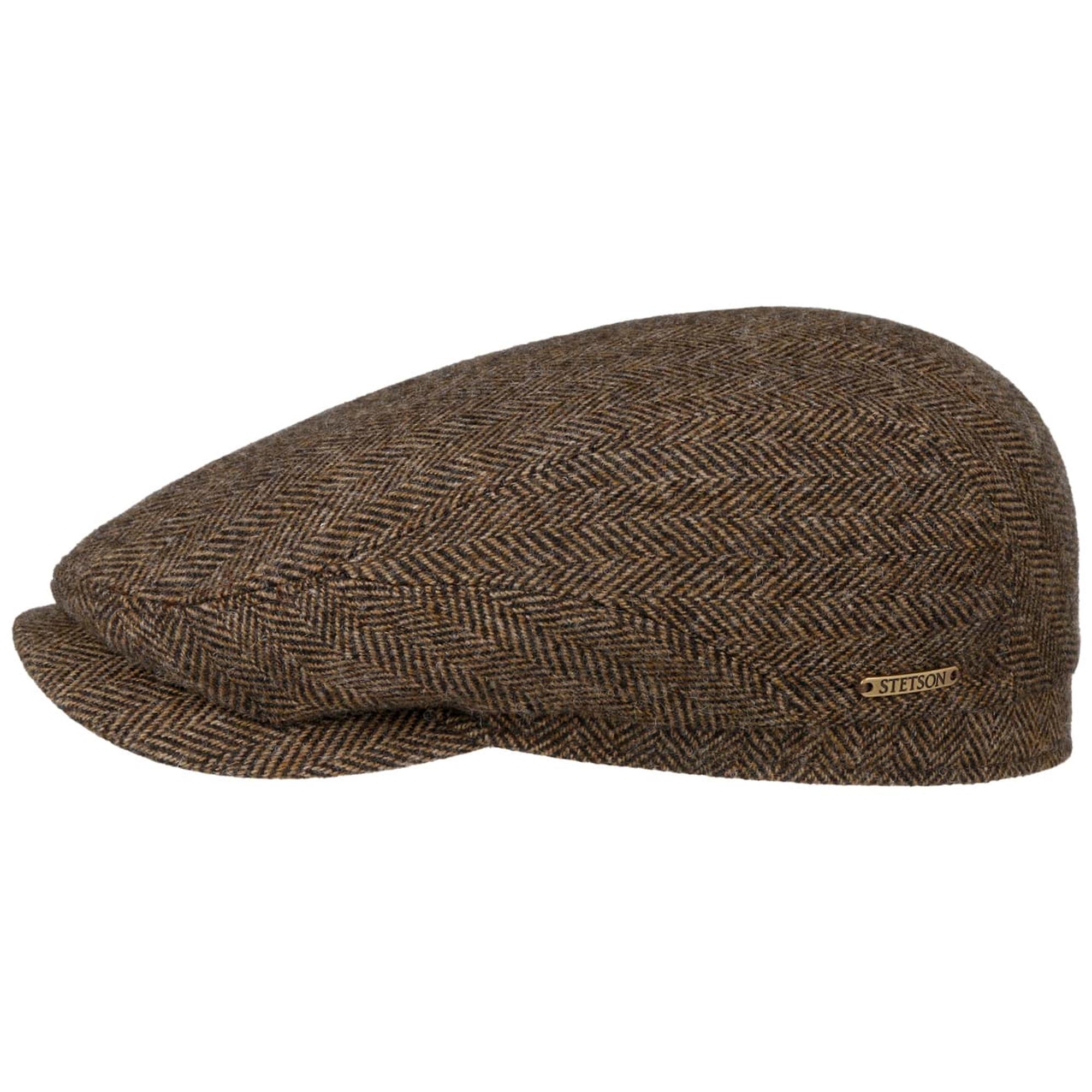 Product image 1 of 4 of Stetson Belfast Driver Classic Wool Herringbone Flat Cap - Brown Melange