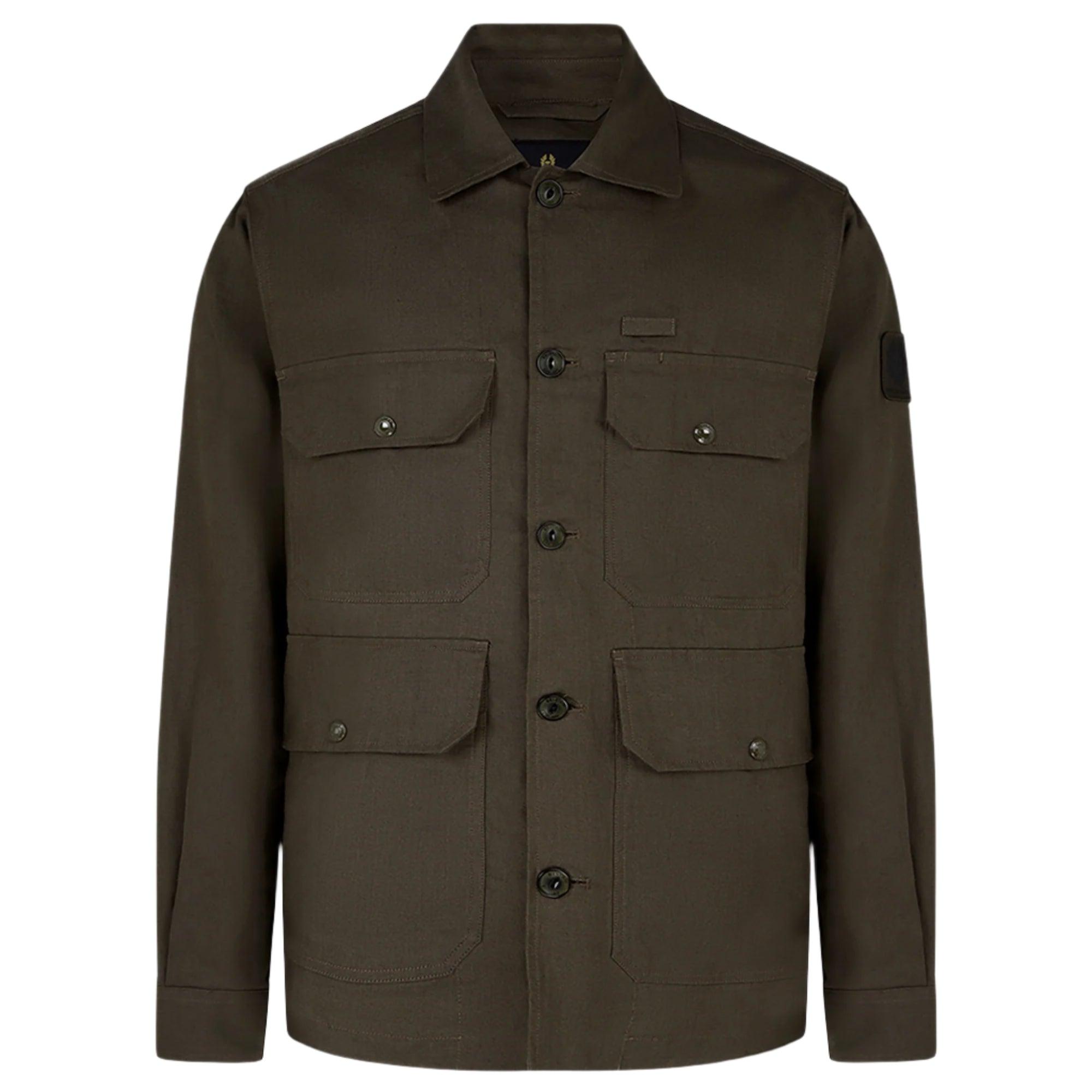 Product image 1 of 4 of Belstaff Men's Tumbled Linen Forge Overshirt - Army Olive
