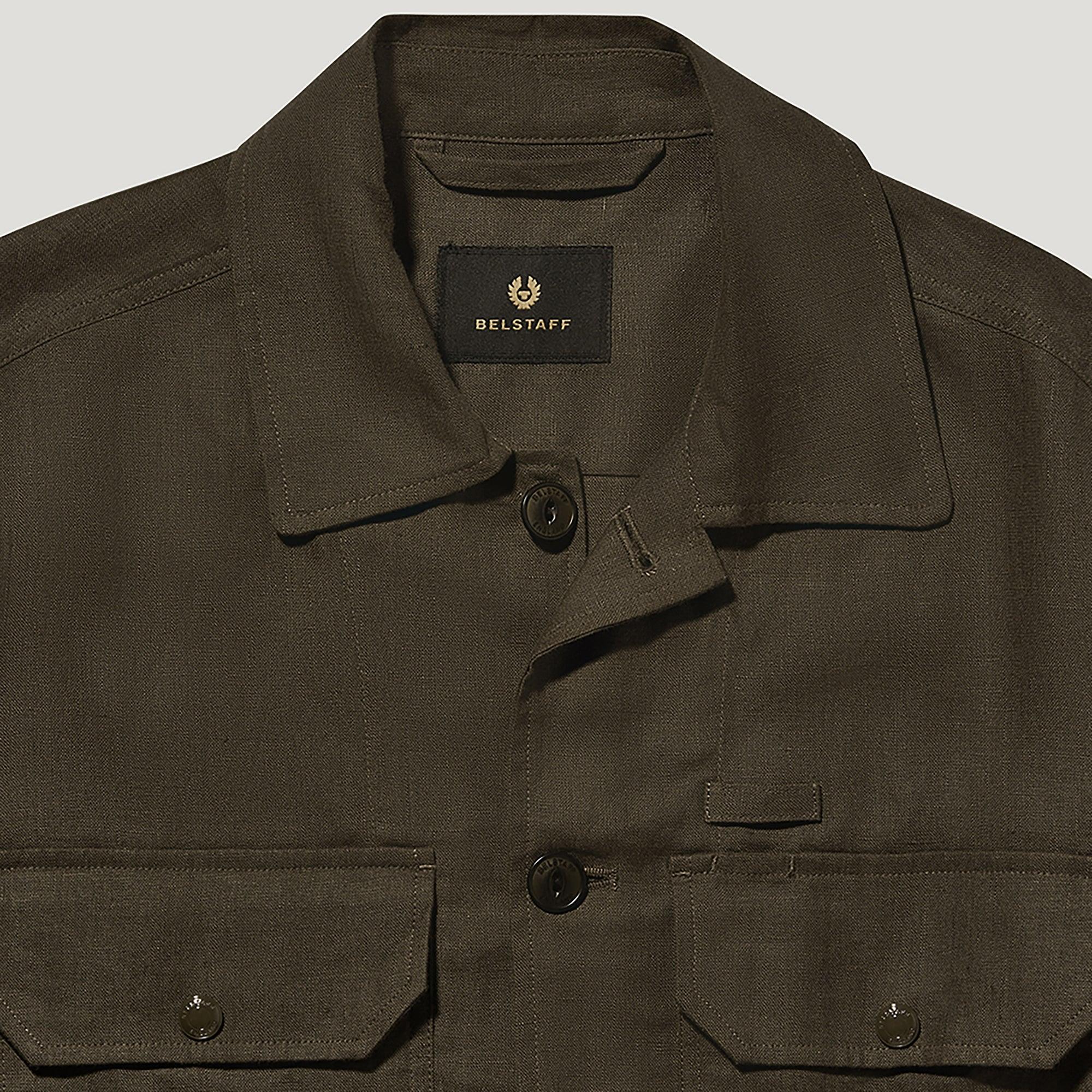 Product image 2 of 4 of Belstaff Men's Tumbled Linen Forge Overshirt - Army Olive