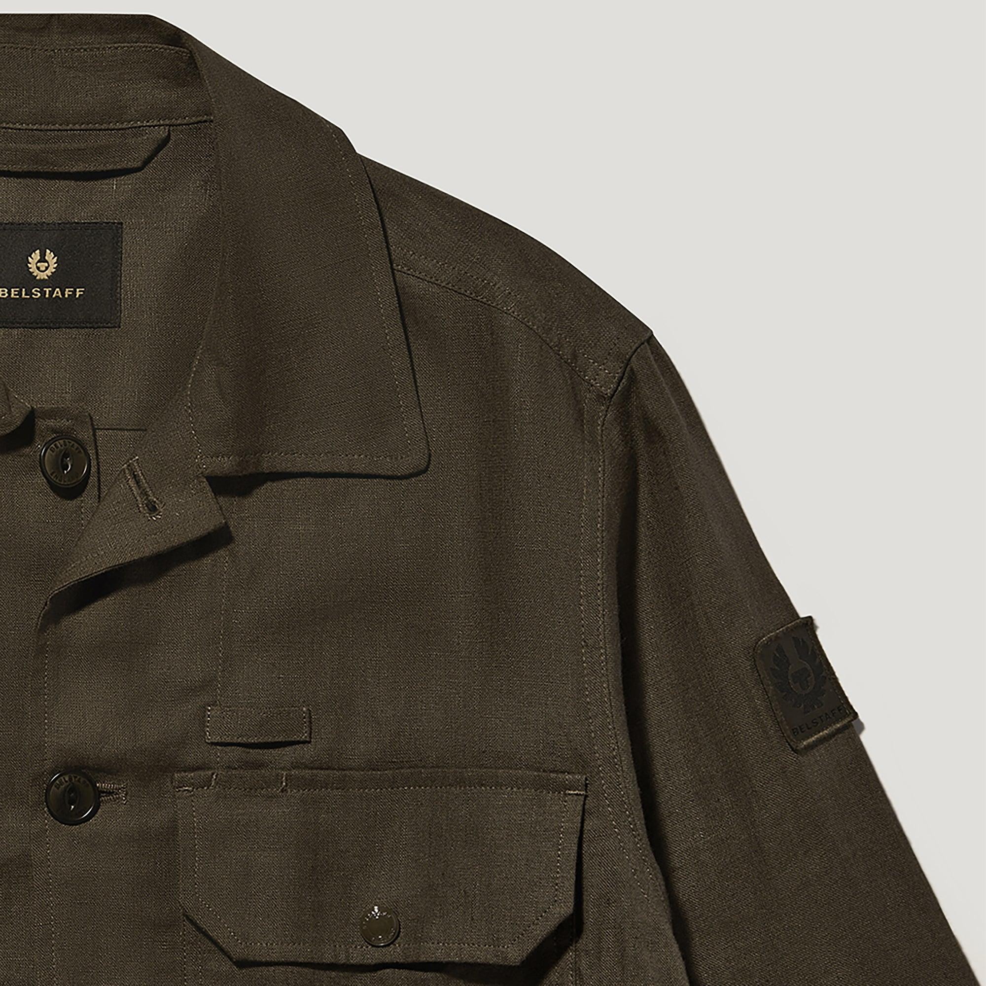 Product image 4 of 4 of Belstaff Men's Tumbled Linen Forge Overshirt - Army Olive