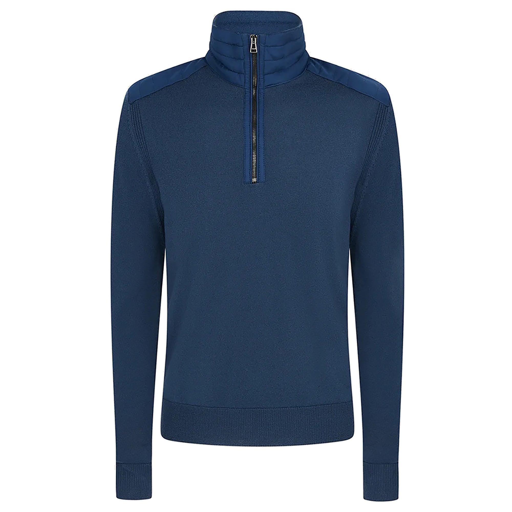 Product image 1 of 4 of Belstaff Men's Merino Wool Kilmington Quarter Zip Jumper - Insignia Blue