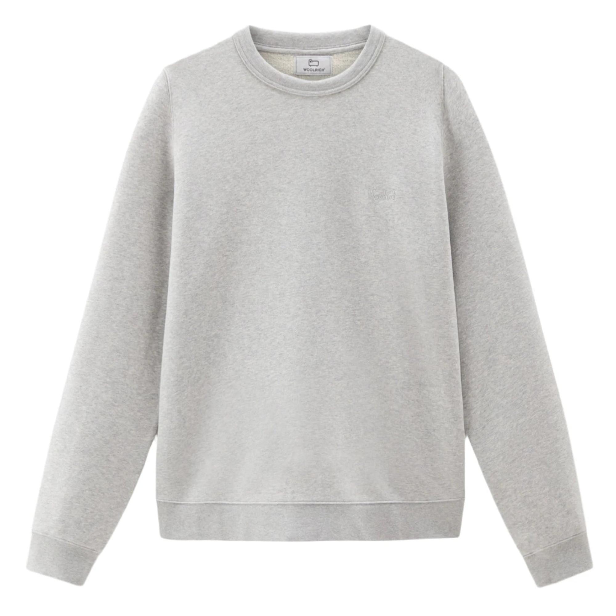 Product image 1 of 8 of Woolrich Men's Logo Script Cotton Fleece Crewneck - Light Grey Melange