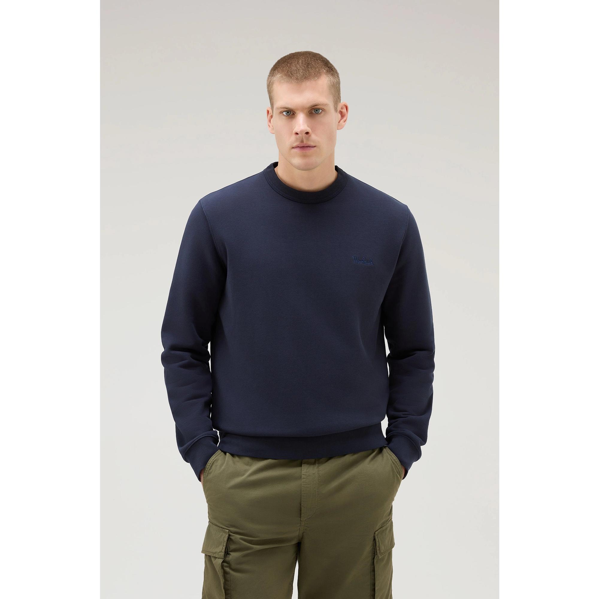 Product image 2 of 8 of Woolrich Men's Logo Script Cotton Fleece Crewneck - Melton Blue