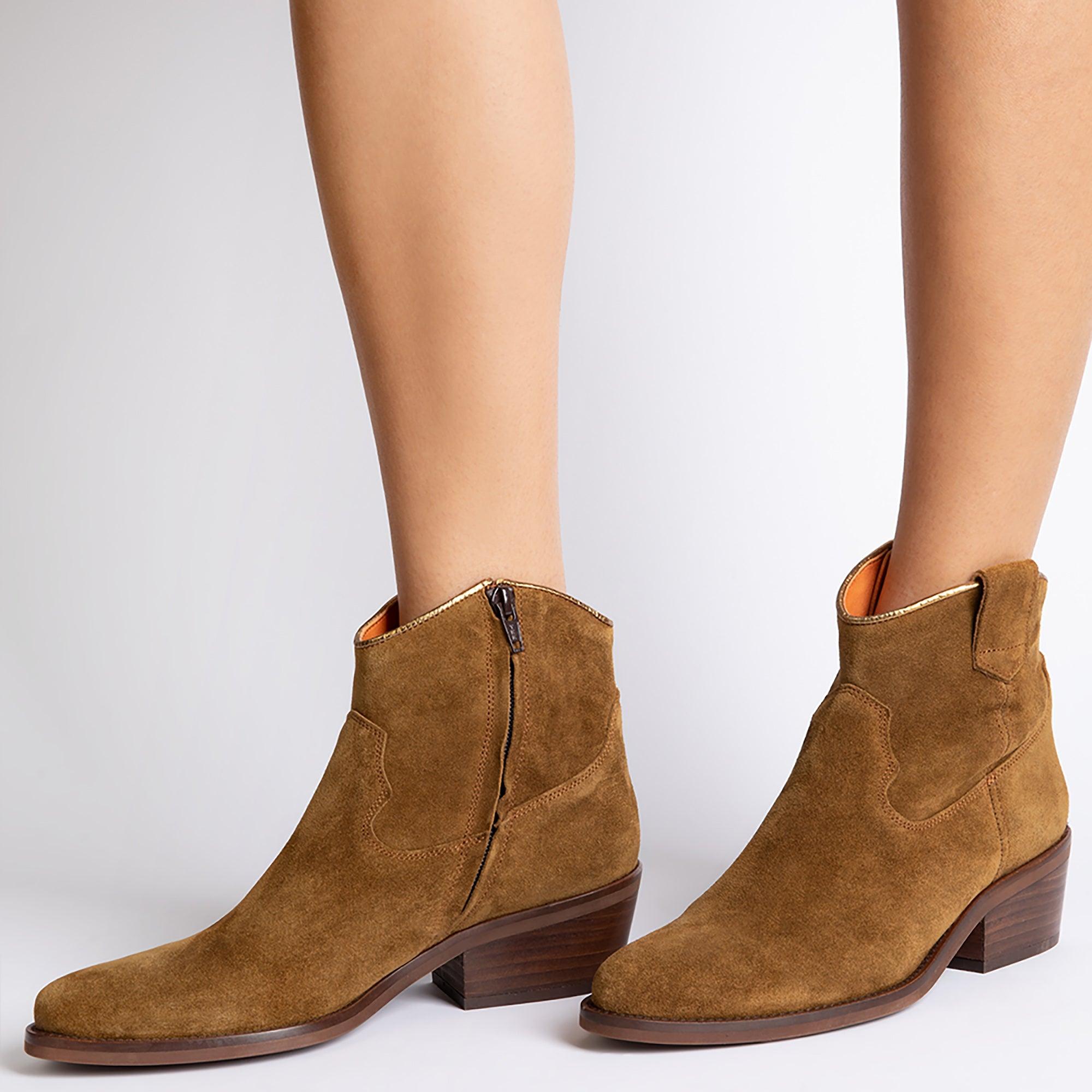 Product image 2 of 4 of Penelope Chilvers Women's Cassidy Suede Cowboy Boots - Tan