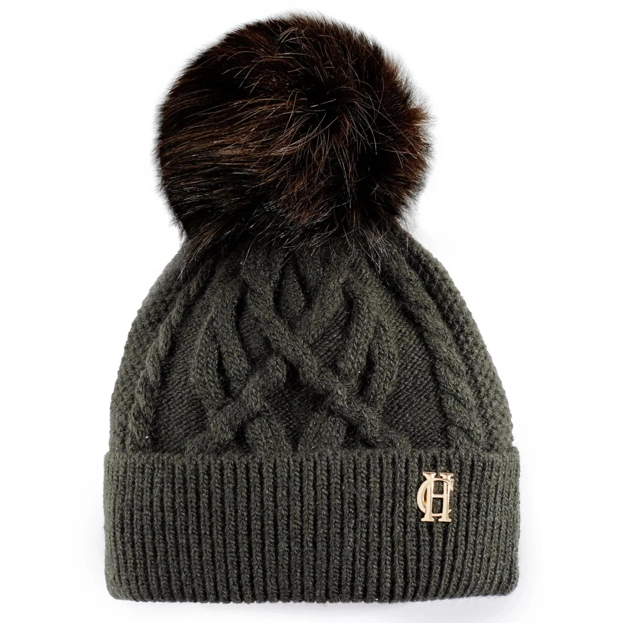 Product image 1 of 4 of Holland Cooper Cortina Beanie Bobble Hat - Fern Green Mink