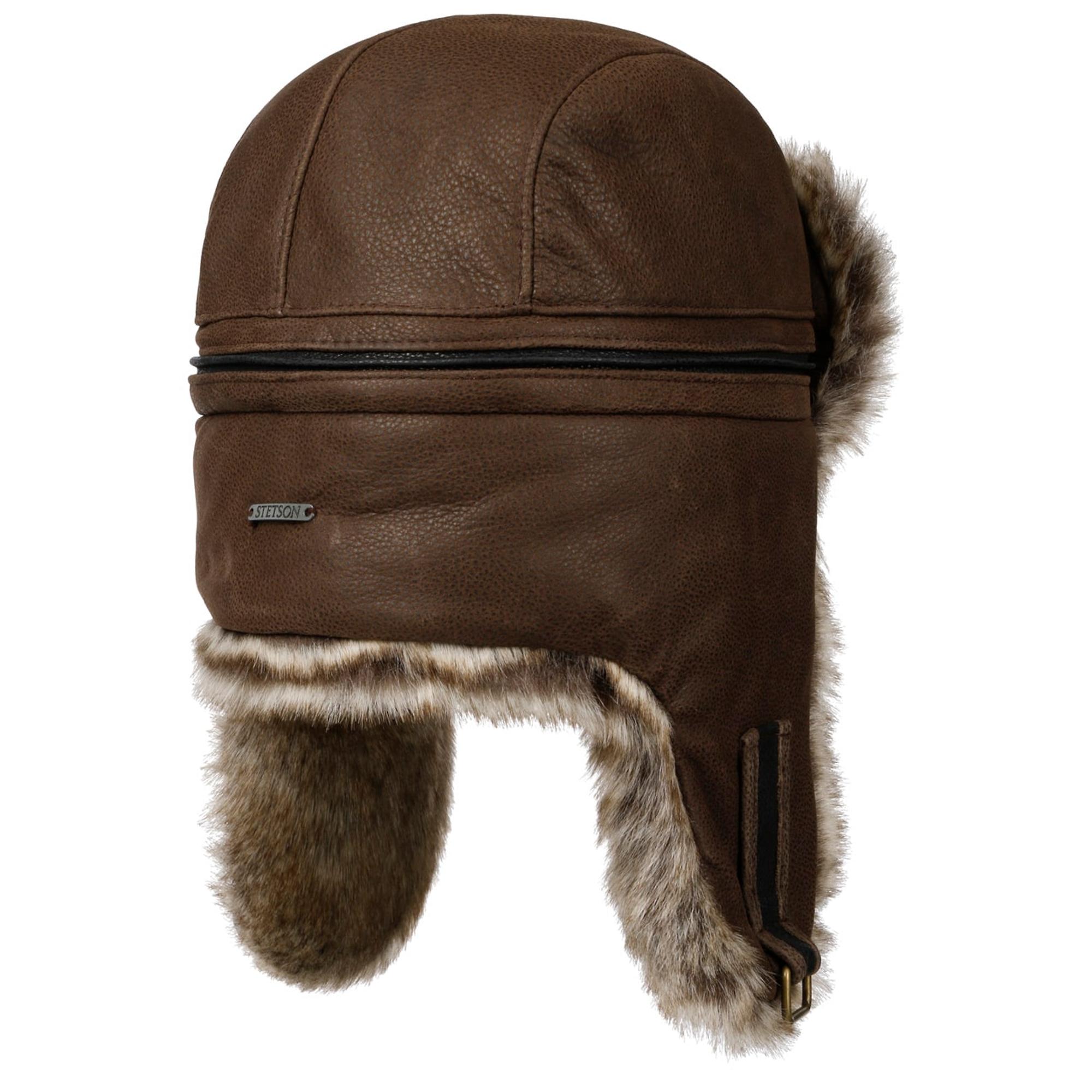 Product image 4 of 9 of Stetson Cowhide Bomber Aviator Hat - Brown/Black