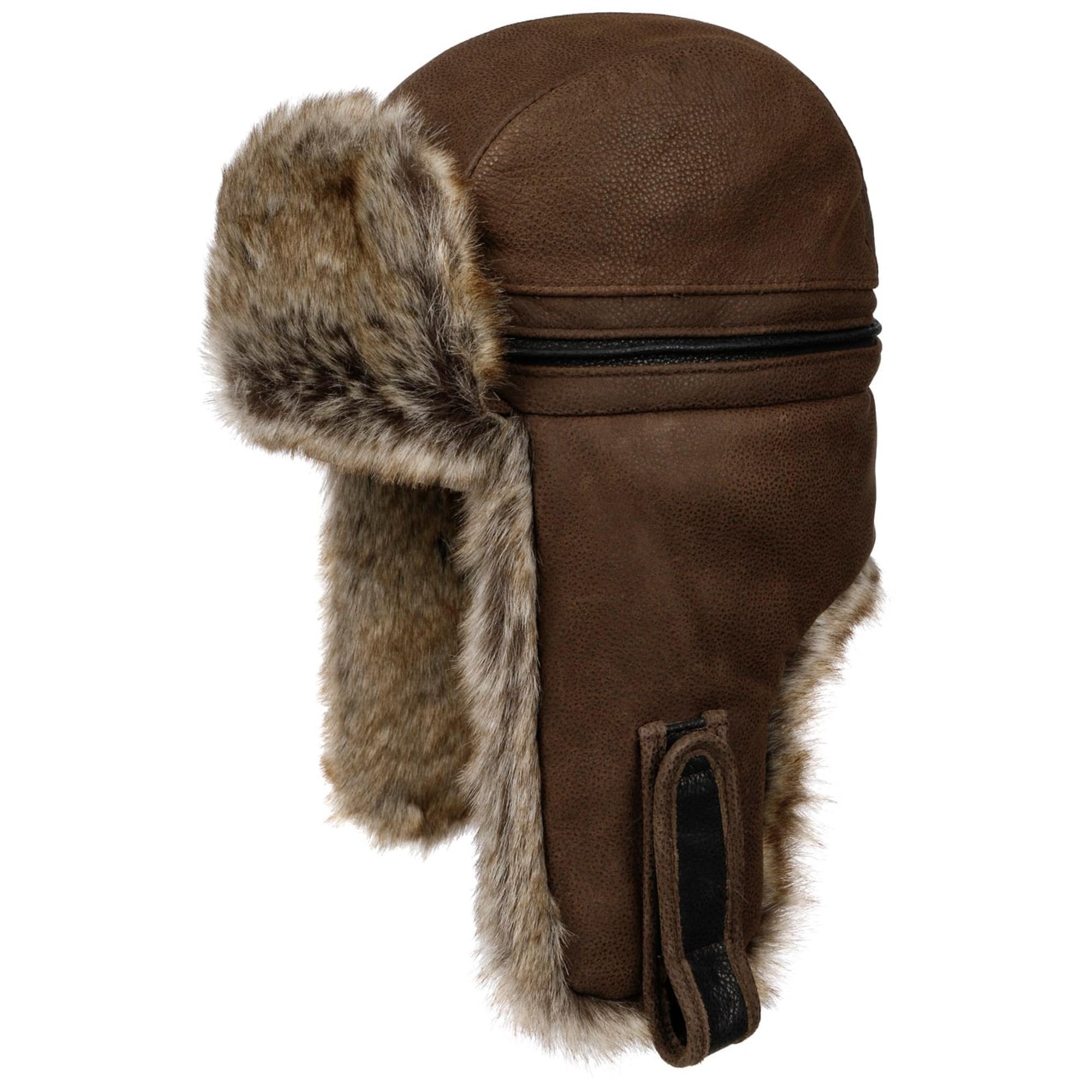 Product image 1 of 9 of Stetson Cowhide Bomber Aviator Hat - Brown/Black