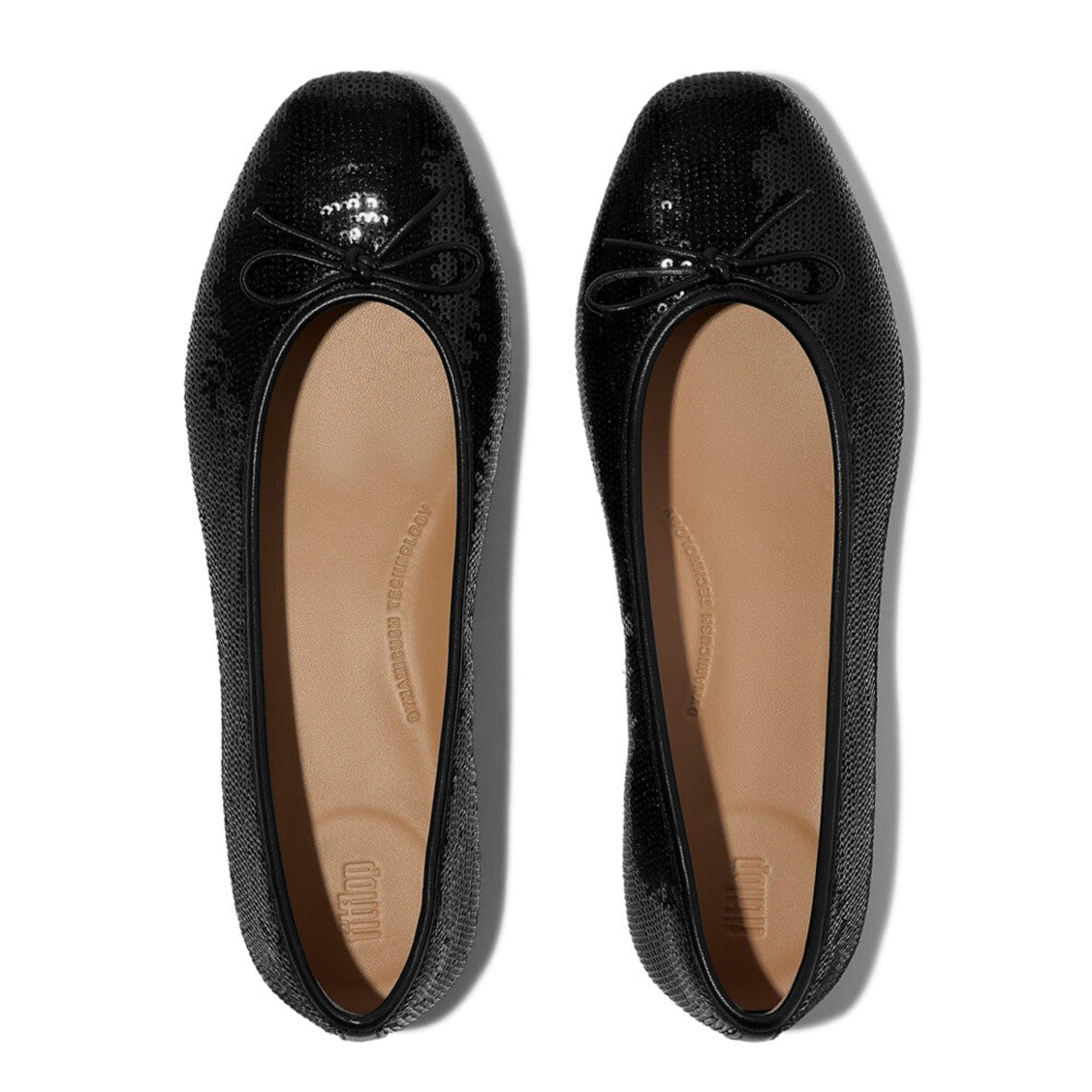 Product image 2 of 6 of FitFlop Women's DELICATO Bow Sequin Ballet Flats - Black