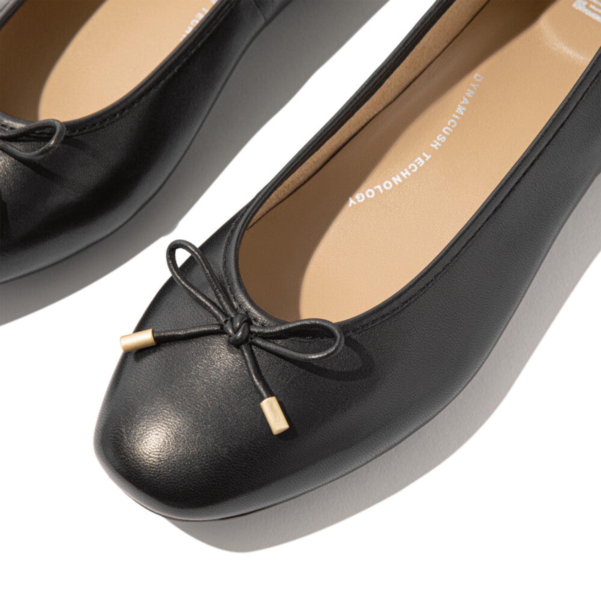 Product image 4 of 10 of FitFlop Women's DELICATO Bow Soft Leather Ballet Flats - Black