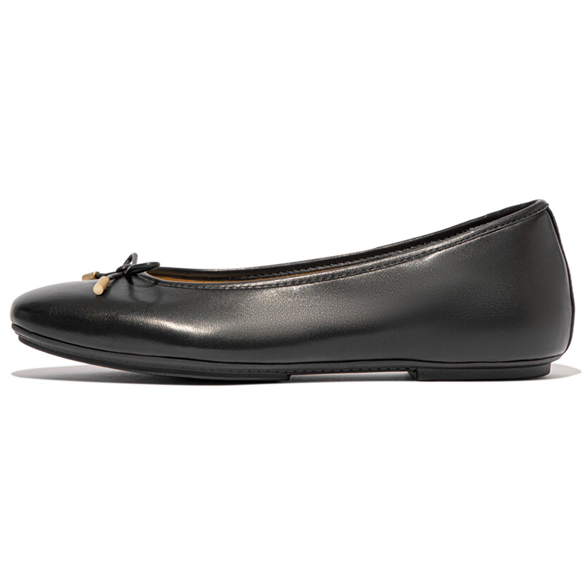 Product image 10 of 10 of FitFlop Women's DELICATO Bow Soft Leather Ballet Flats - Black