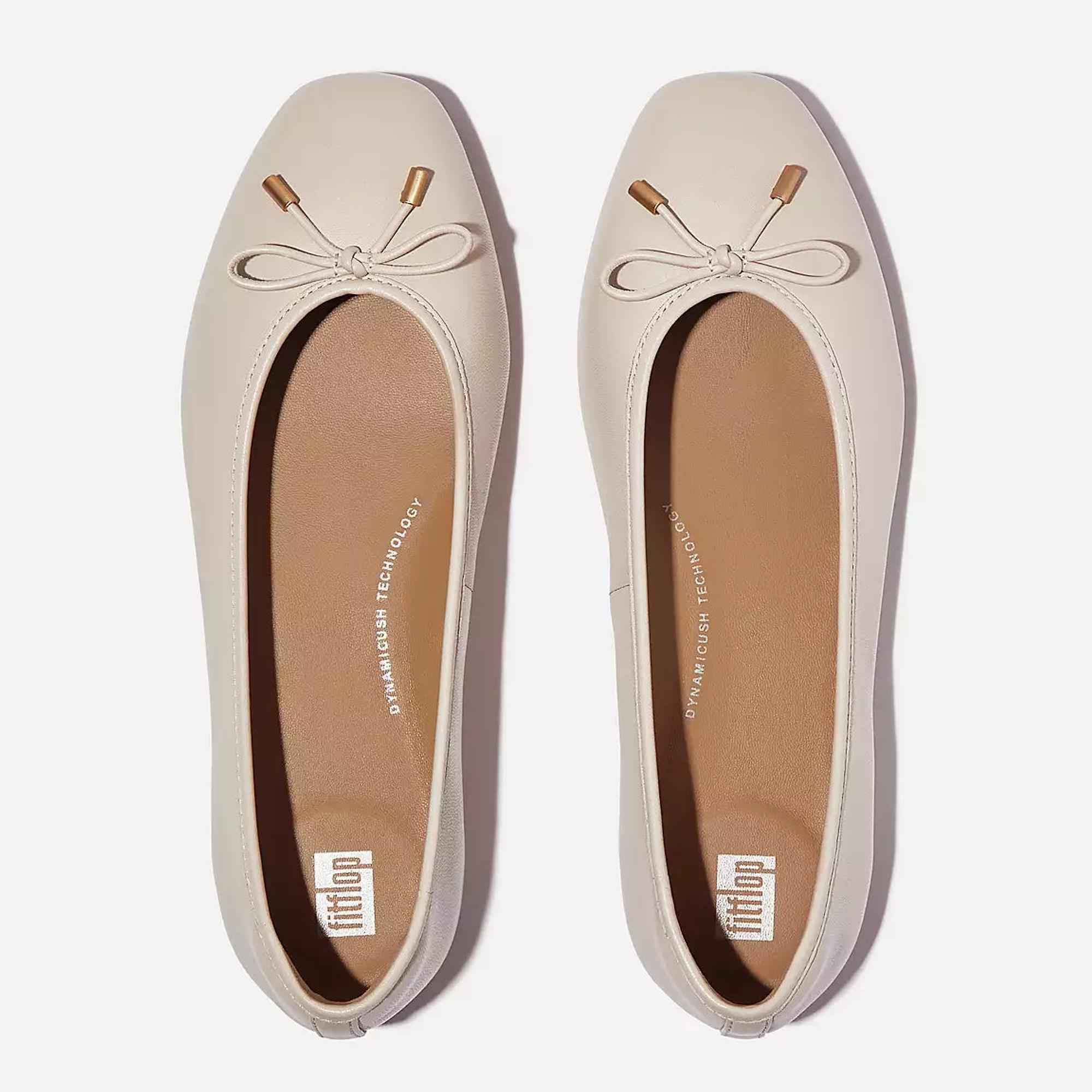 Product image 3 of 5 of FitFlop Women's DELICATO Bow Soft Leather Ballerina Flats - Paris Beige