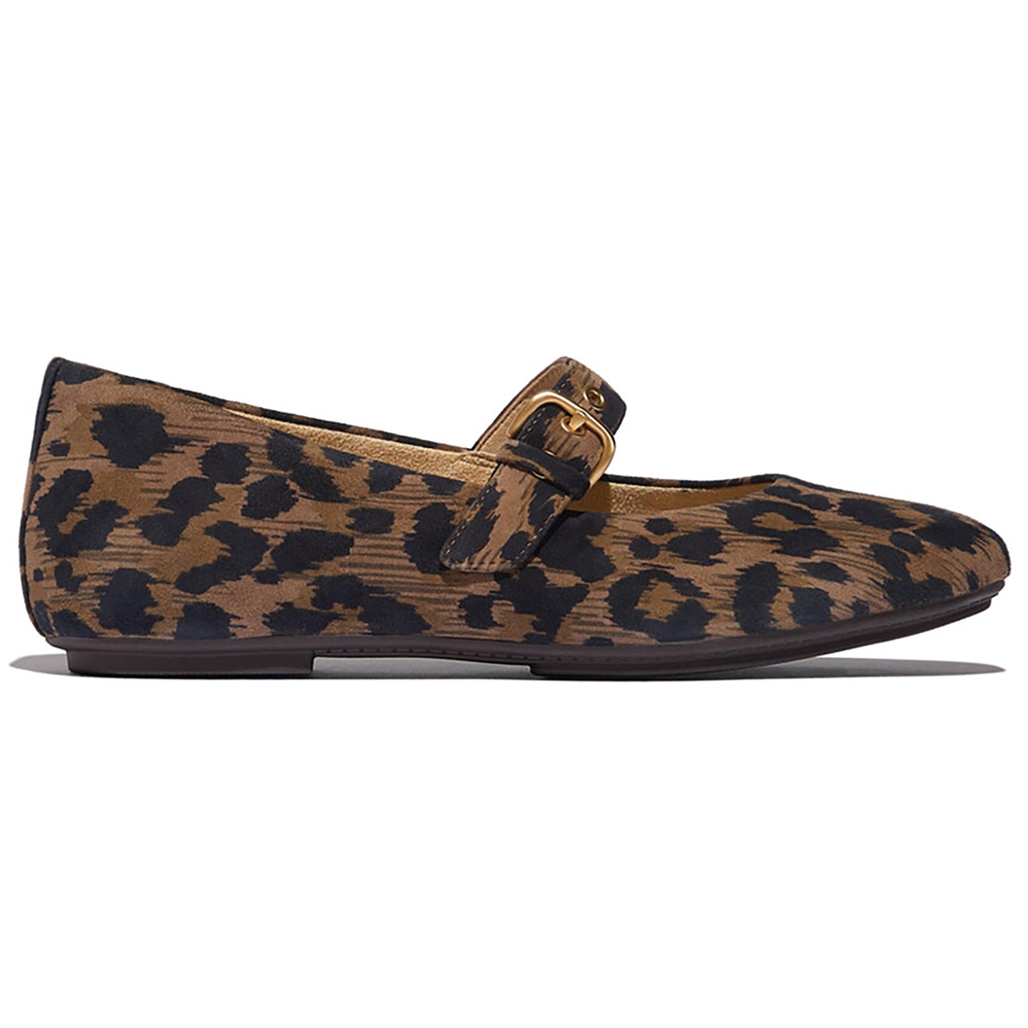 Product image 1 of 13 of Fitflop Women's DELICATO Leopard Suede Mary Janes - Chocolate Mix