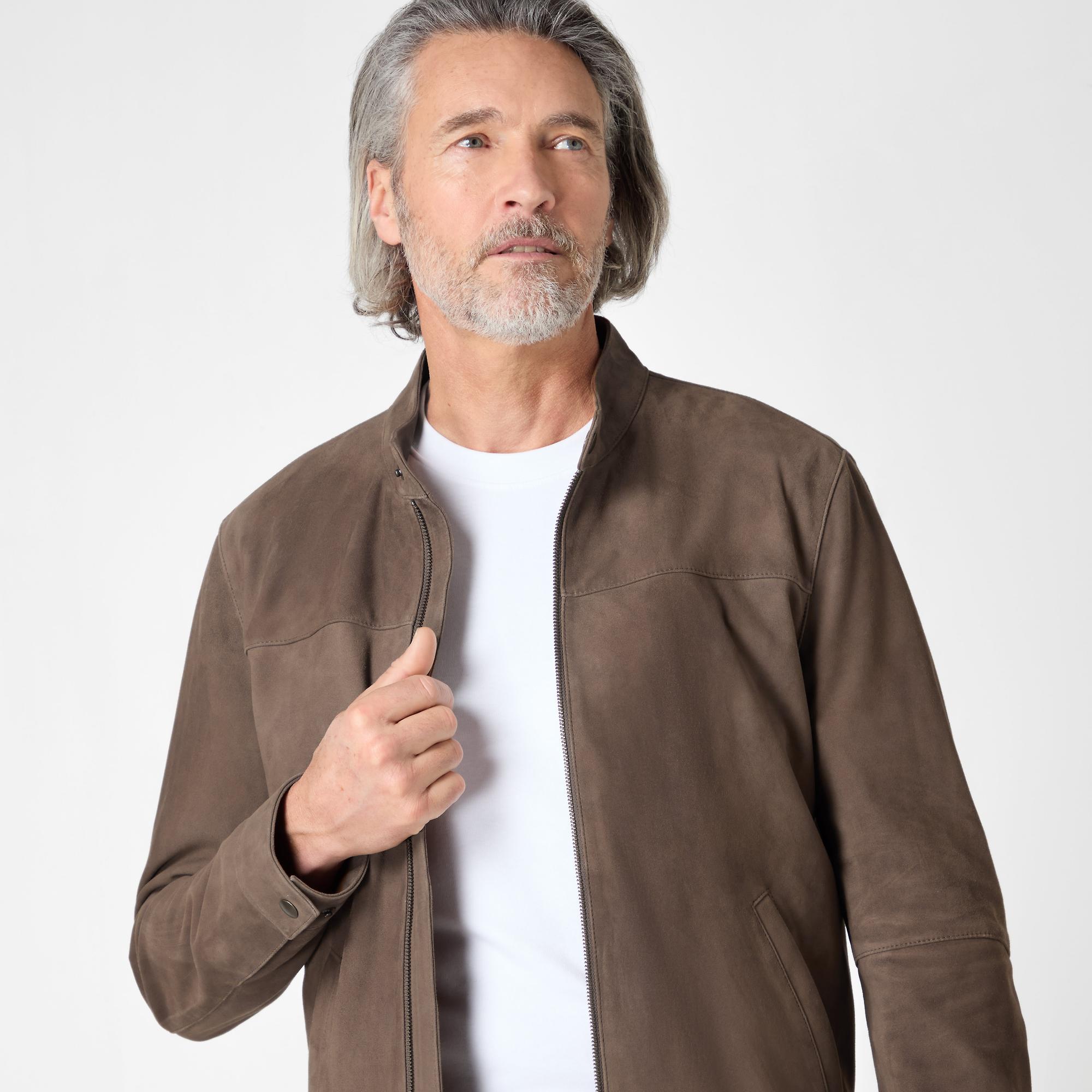 Product image 2 of 7 of Oliver Sweeney Men's Dimson Kid Suede Biker Jacket - Truffle