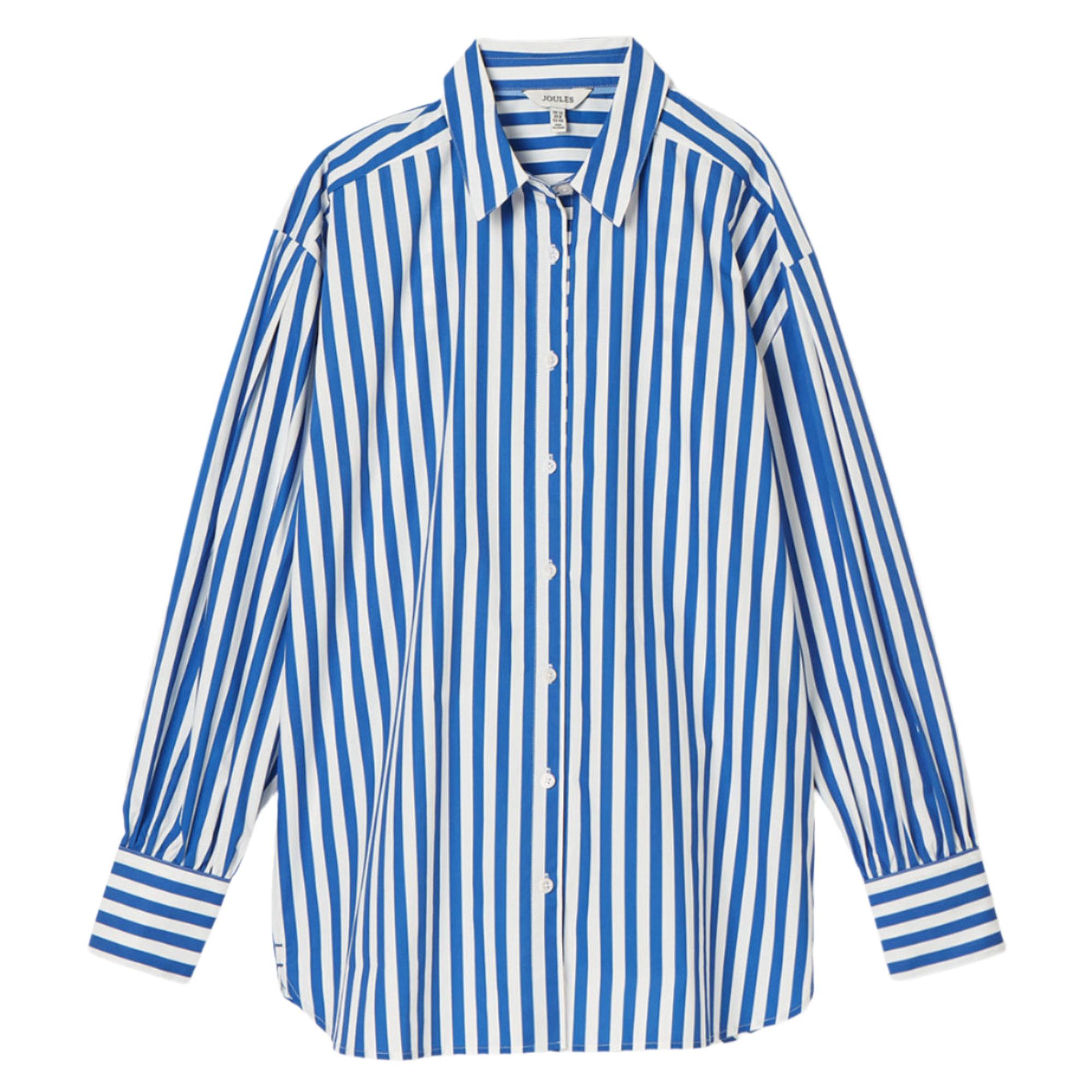 Product image 1 of 6 of Joules Women's Amilla Longline Relaxed Fit Shirt - Blue/White