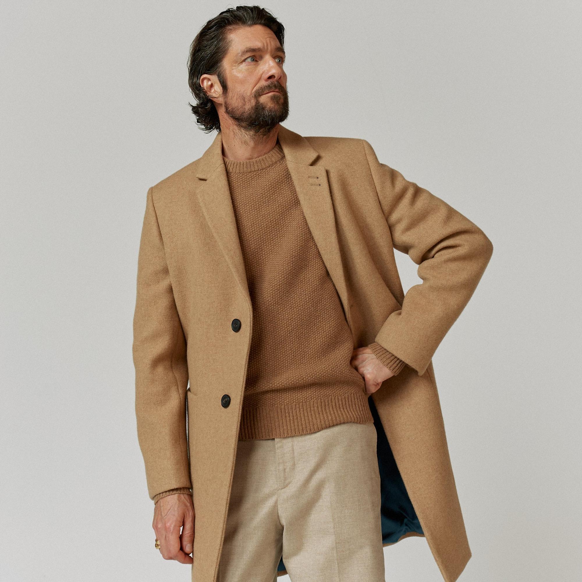 Product image 3 of 12 of Oliver Sweeney Men's Eglinton Italian Recycled Wool Overcoat - Wheat